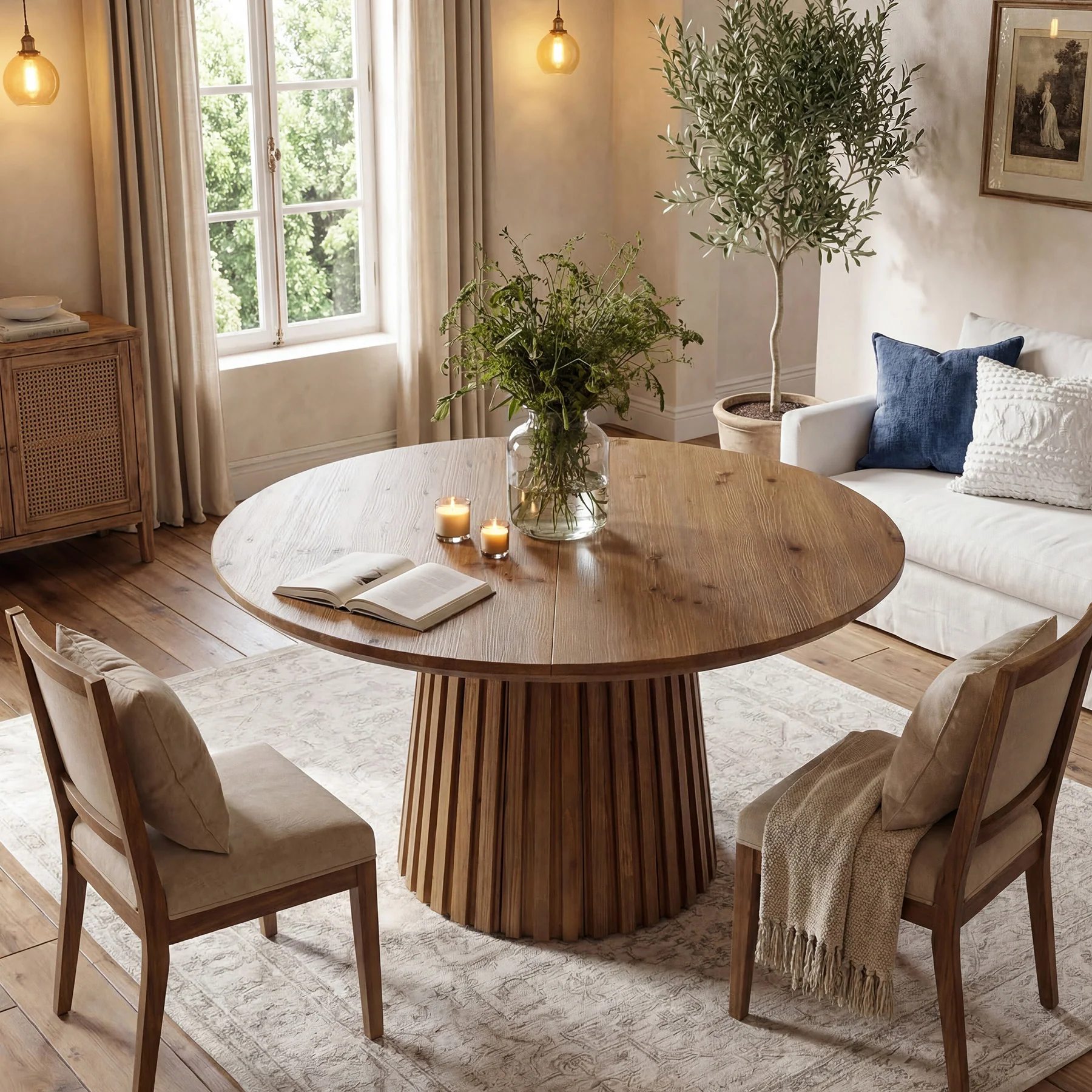 Tribesigns 47.24" Round Dining Table, Solid Wood Kitchen Table for Dining Room - Image 4