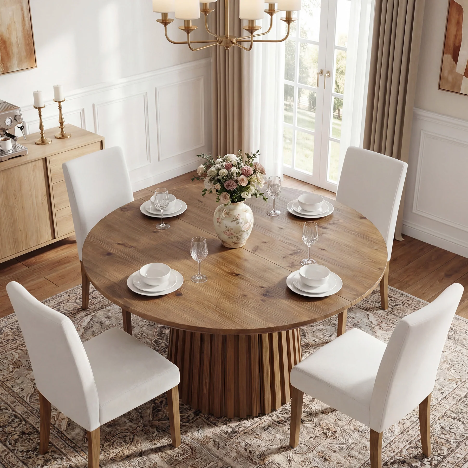Tribesigns 47.24" Round Dining Table, Solid Wood Kitchen Table for Dining Room - Image 5