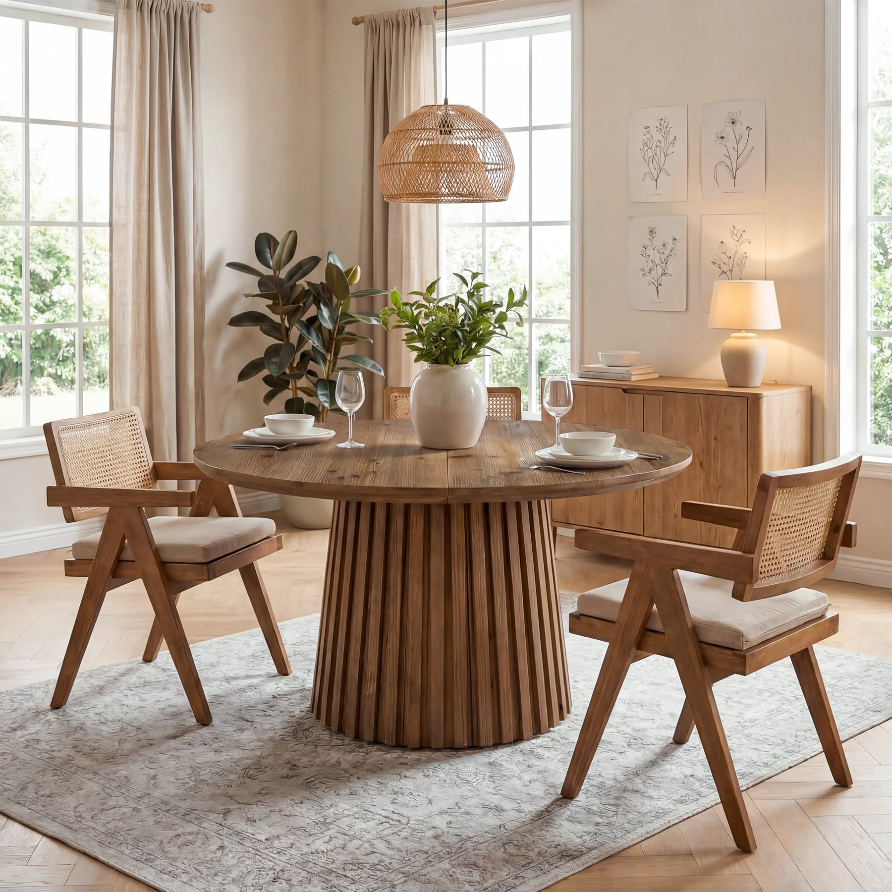 Tribesigns 47.24" Round Dining Table, Solid Wood Kitchen Table for Dining Room - Image 7