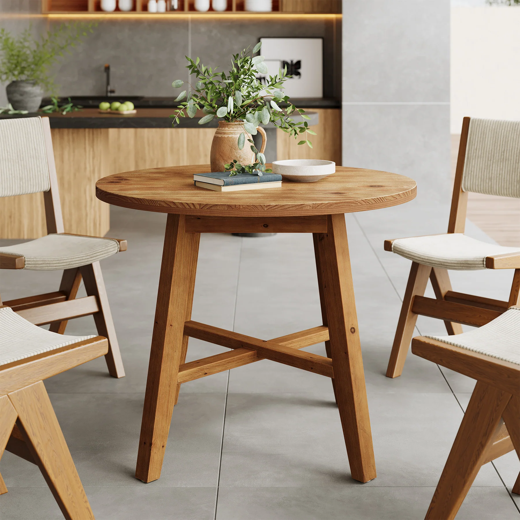 31.5 Inch Solid Wood Round Dining Table for 2–4, Farmhouse Small Kitchen Table for Small Spaces - Image 7