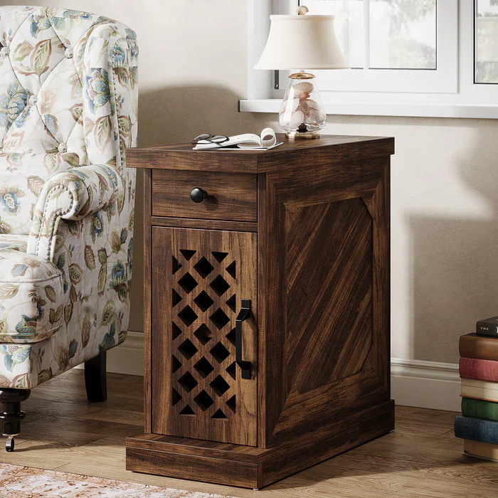 Rustic Side Table, 3-Layer Storage Space End Table - Image 4