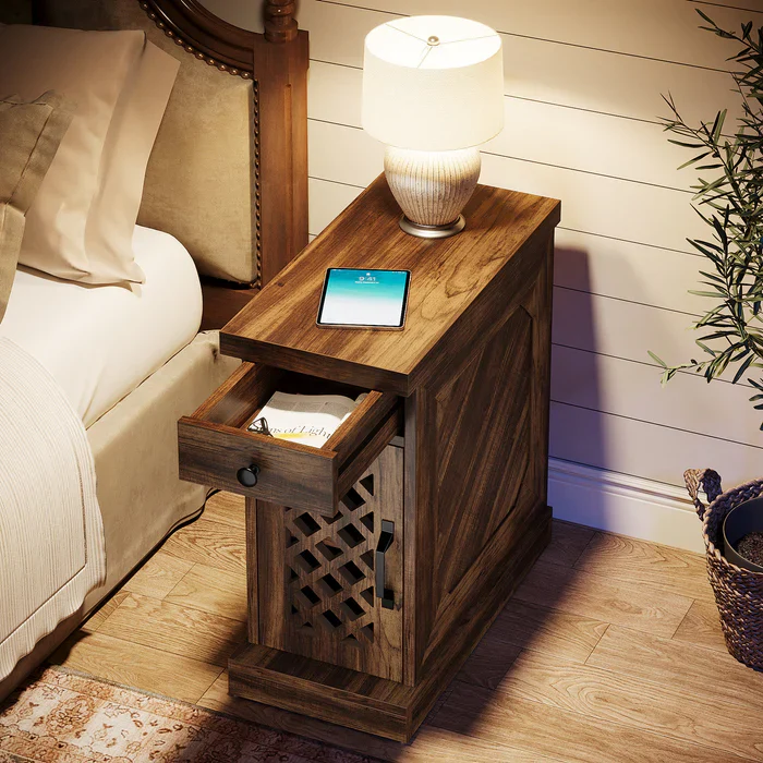 Rustic Side Table, 3-Layer Storage Space End Table - Image 5