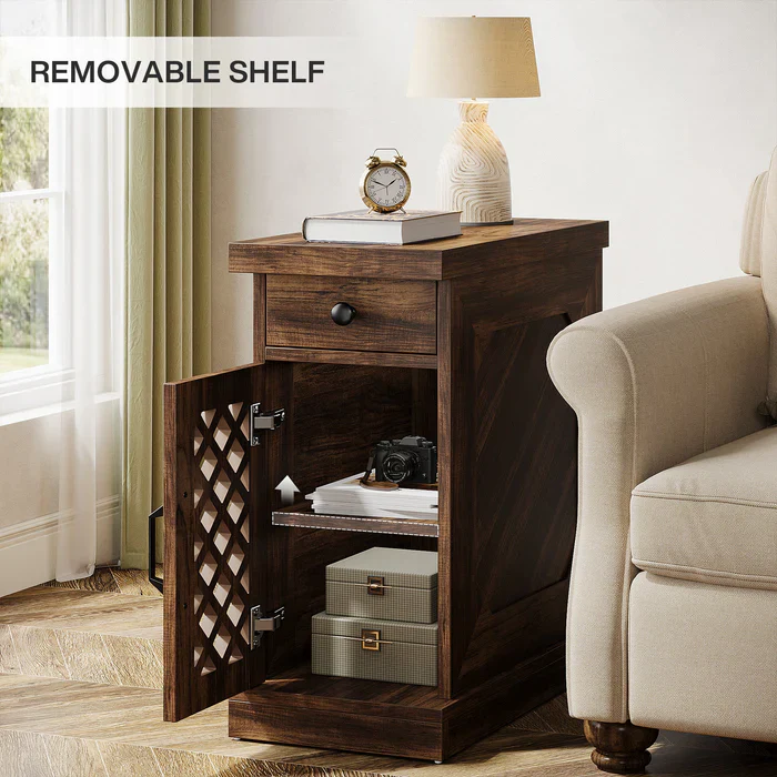 Rustic Side Table, 3-Layer Storage Space End Table - Image 6