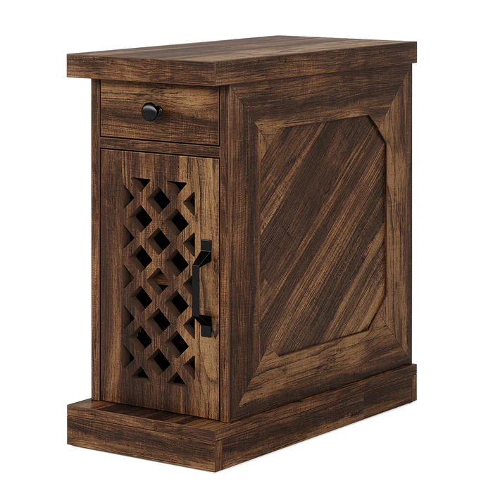 Rustic Side Table, 3-Layer Storage Space End Table - Image 7