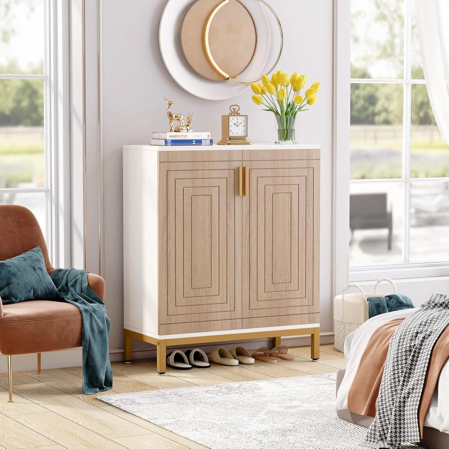 Modern 20-Pair Shoe Storage Cabinet with Doors, 6-Tier Freestanding Entryway Organizer Rack - Image 6