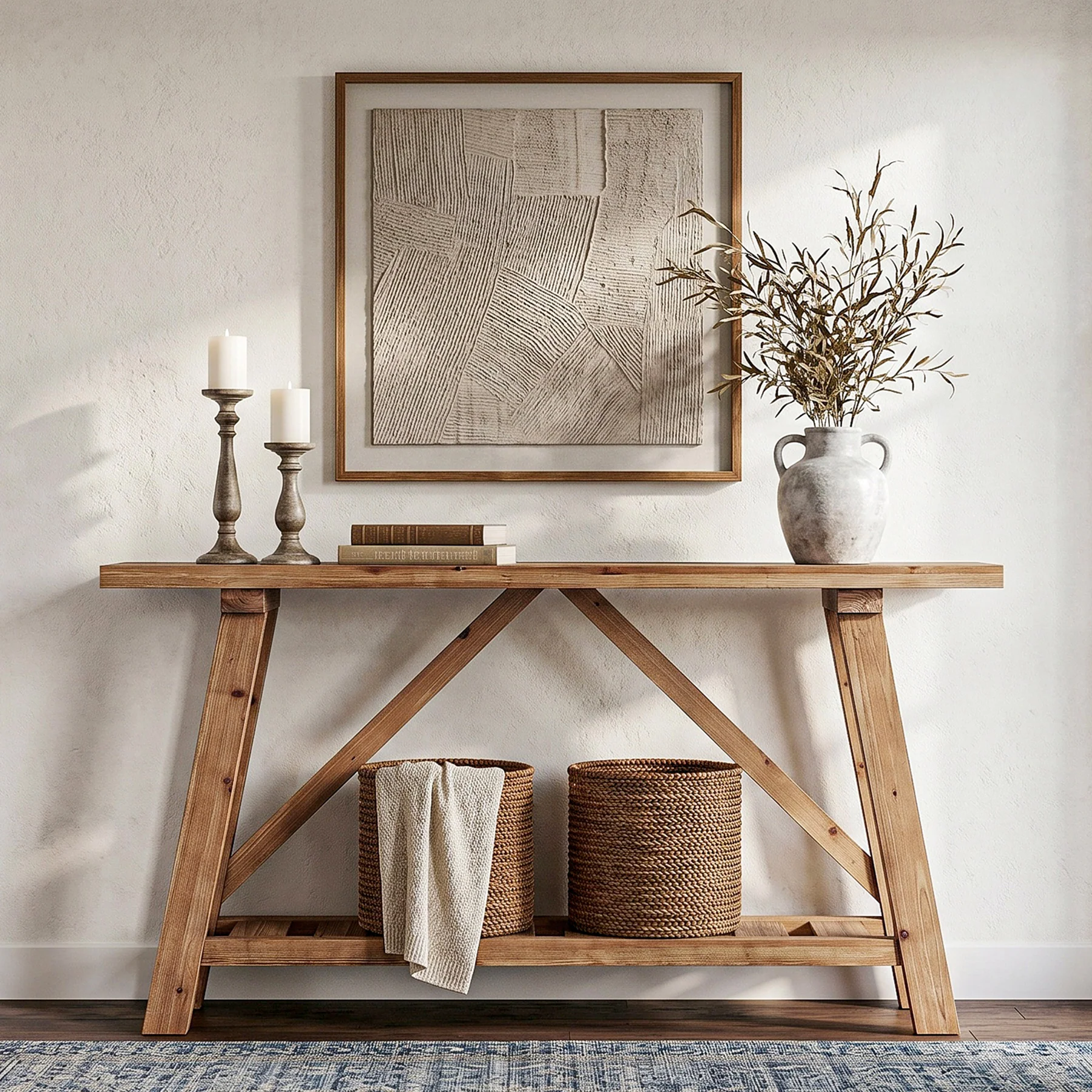 Tribesigns 62.99-Inch Solid Wood Console Table, Narrow Design with Storage Shelf for Entryway Living Room and Hallway - Image 10