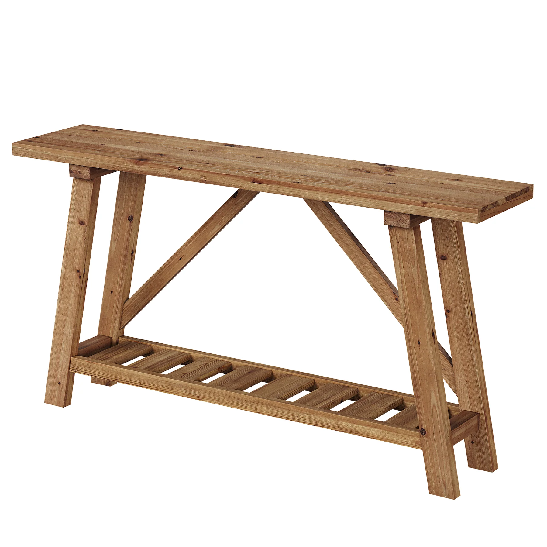 Tribesigns 62.99-Inch Solid Wood Console Table, Narrow Design with Storage Shelf for Entryway Living Room and Hallway - Image 11