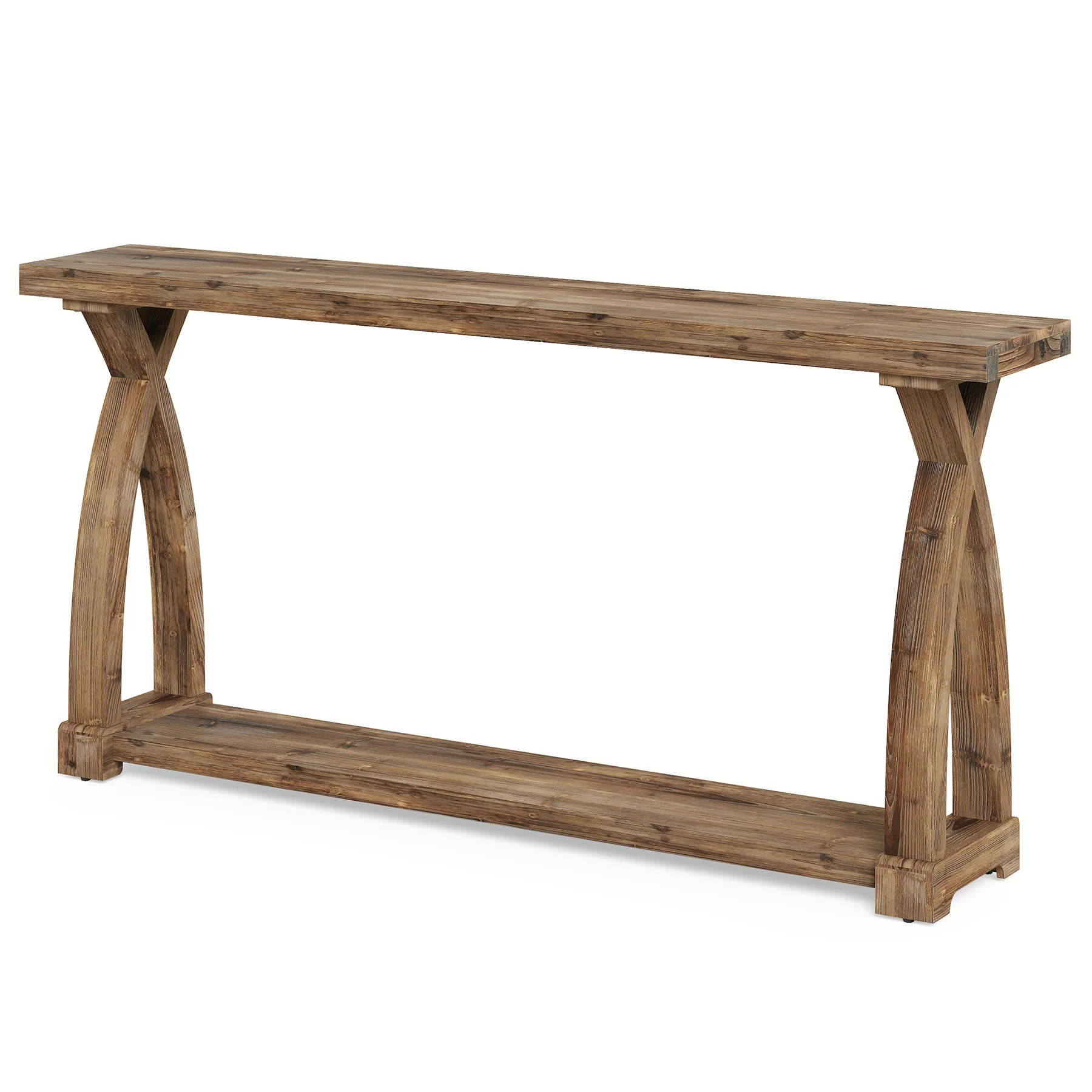 Tribesigns 63-Inch Solid Wood Console Table, Narrow Farmhouse Design with 2-Tier Storage for Entryway and Living Room - Image 8