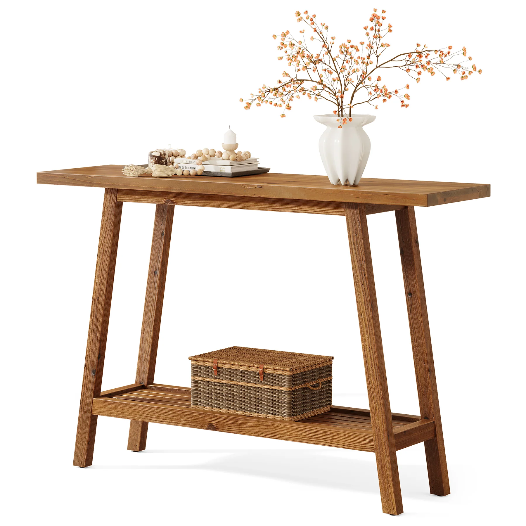 Tribesigns 41.3" Solid Wood Console Table, 2-Tier Entryway Table for Hallway - Image 10