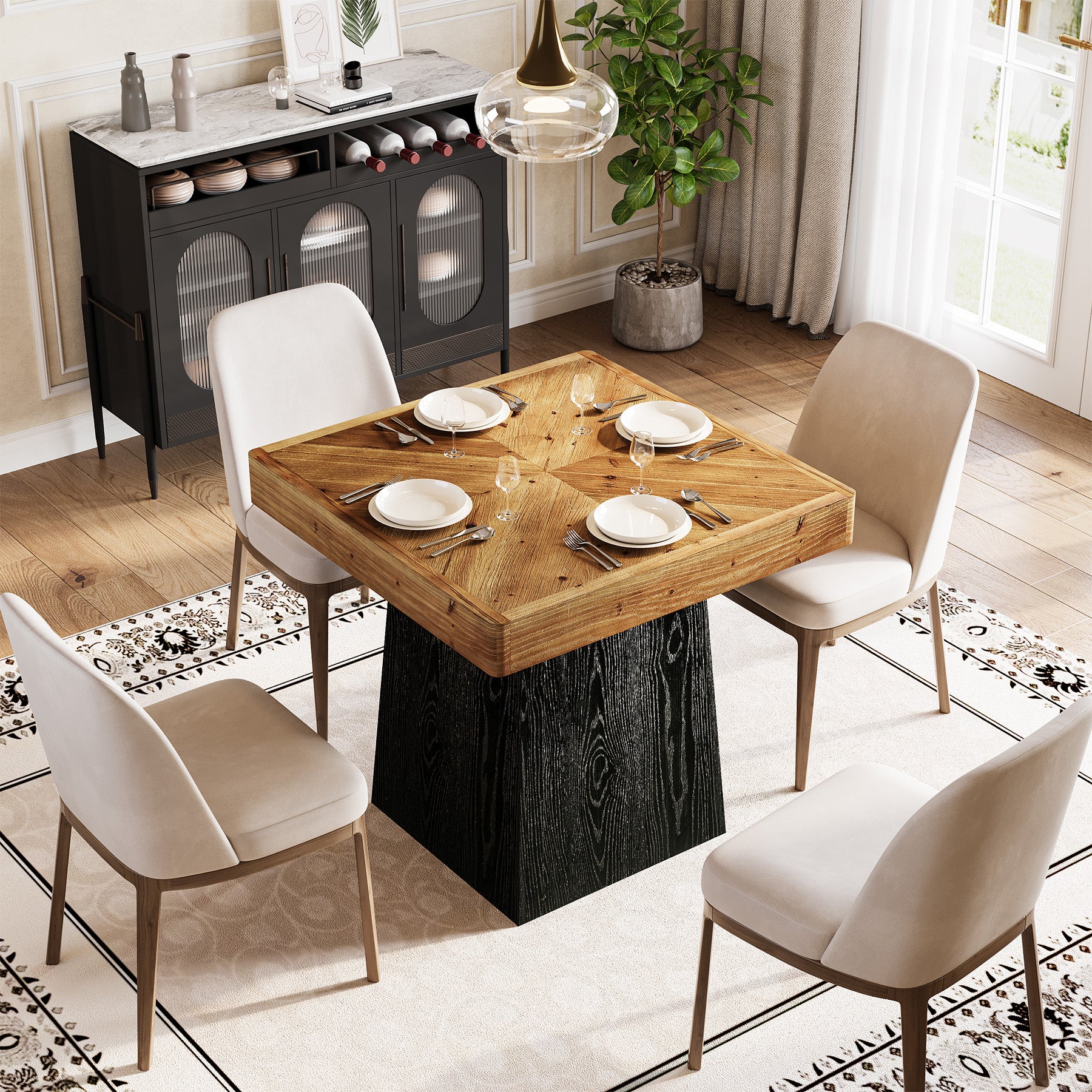 Tribesigns 31.5" Solid Wood Dining Table, Square Farmhouse Table for 2-4 - Image 3