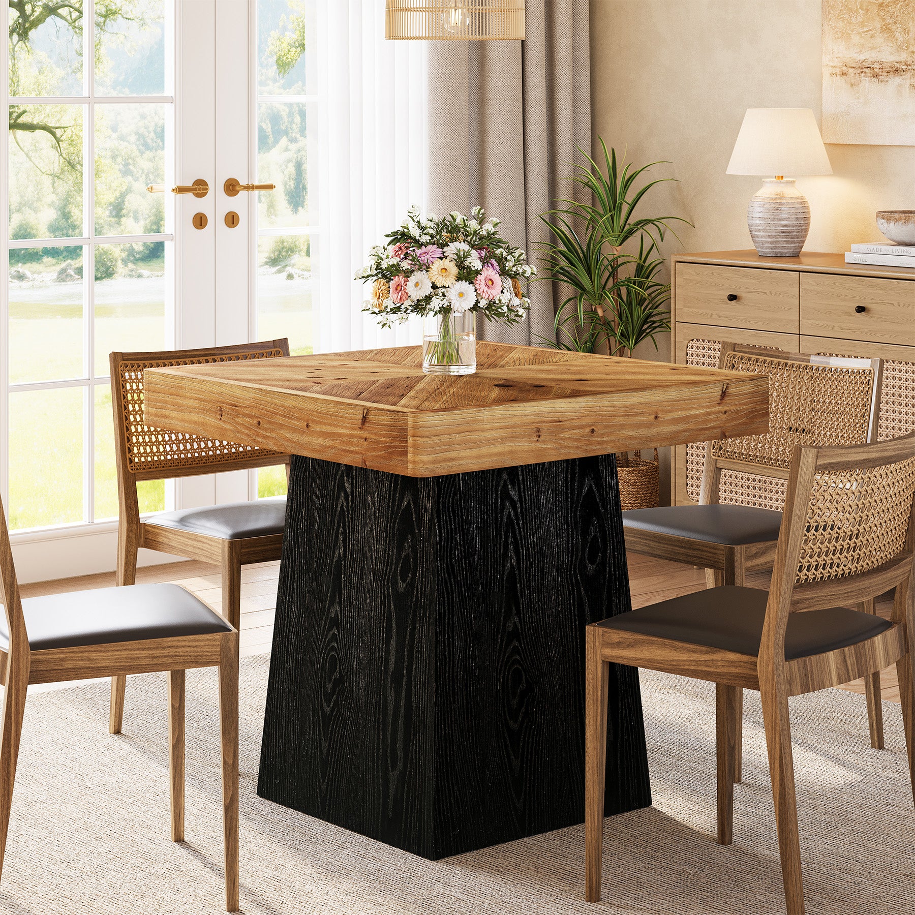 Tribesigns 31.5" Solid Wood Dining Table, Square Farmhouse Table for 2-4 - Image 4