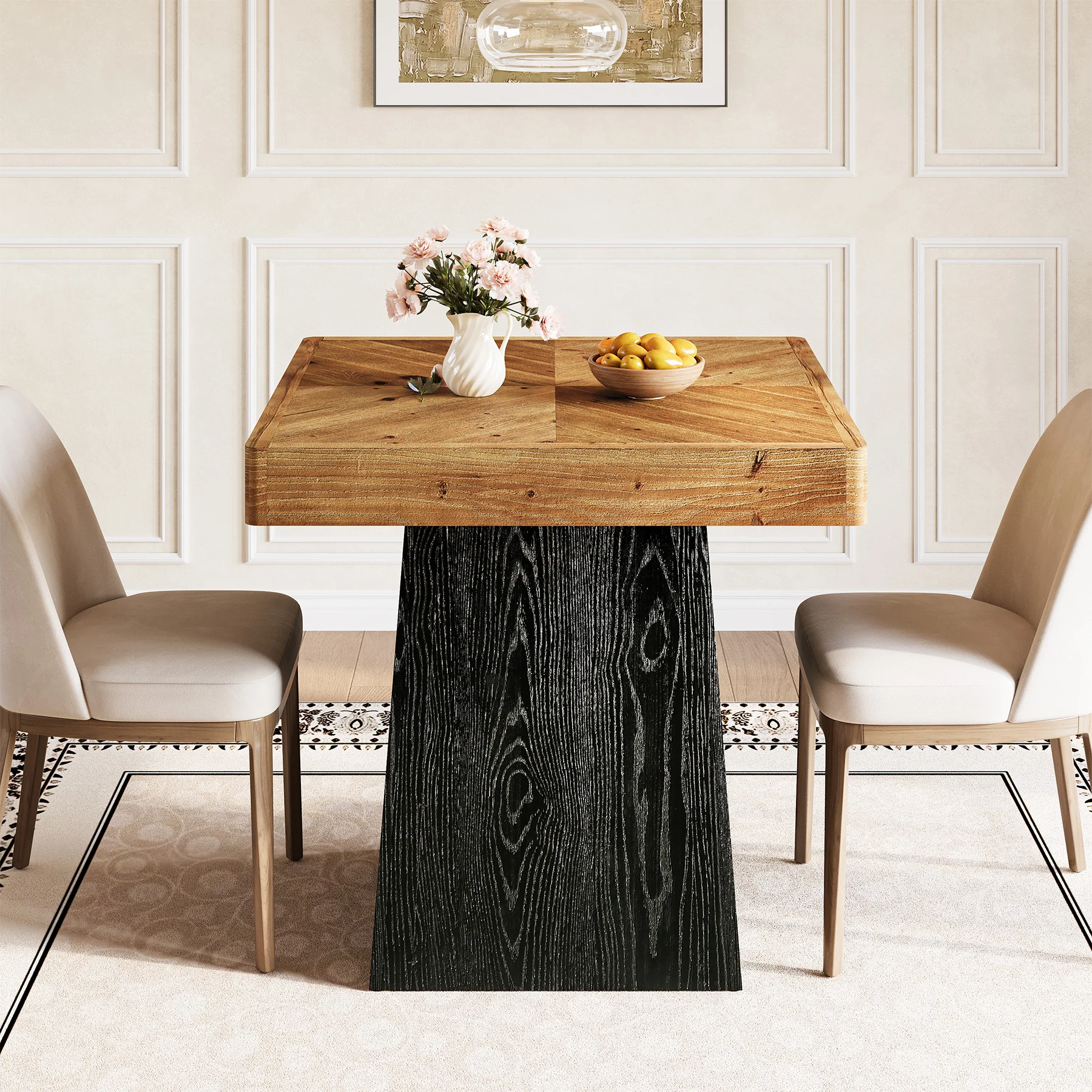 Tribesigns 31.5" Solid Wood Dining Table, Square Farmhouse Table for 2-4 - Image 5