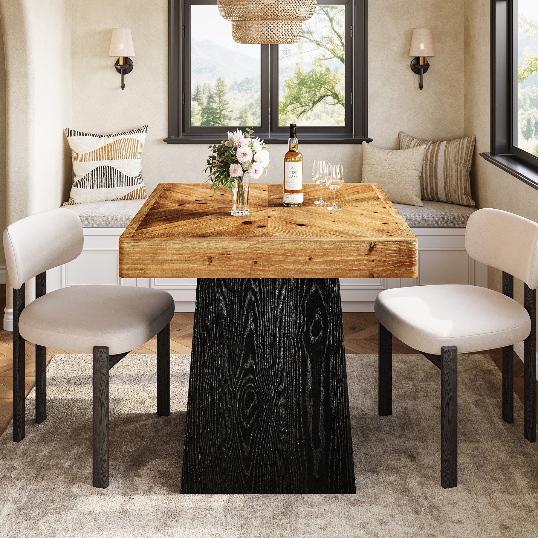 Tribesigns 31.5" Solid Wood Dining Table, Square Farmhouse Table for 2-4 - Image 7