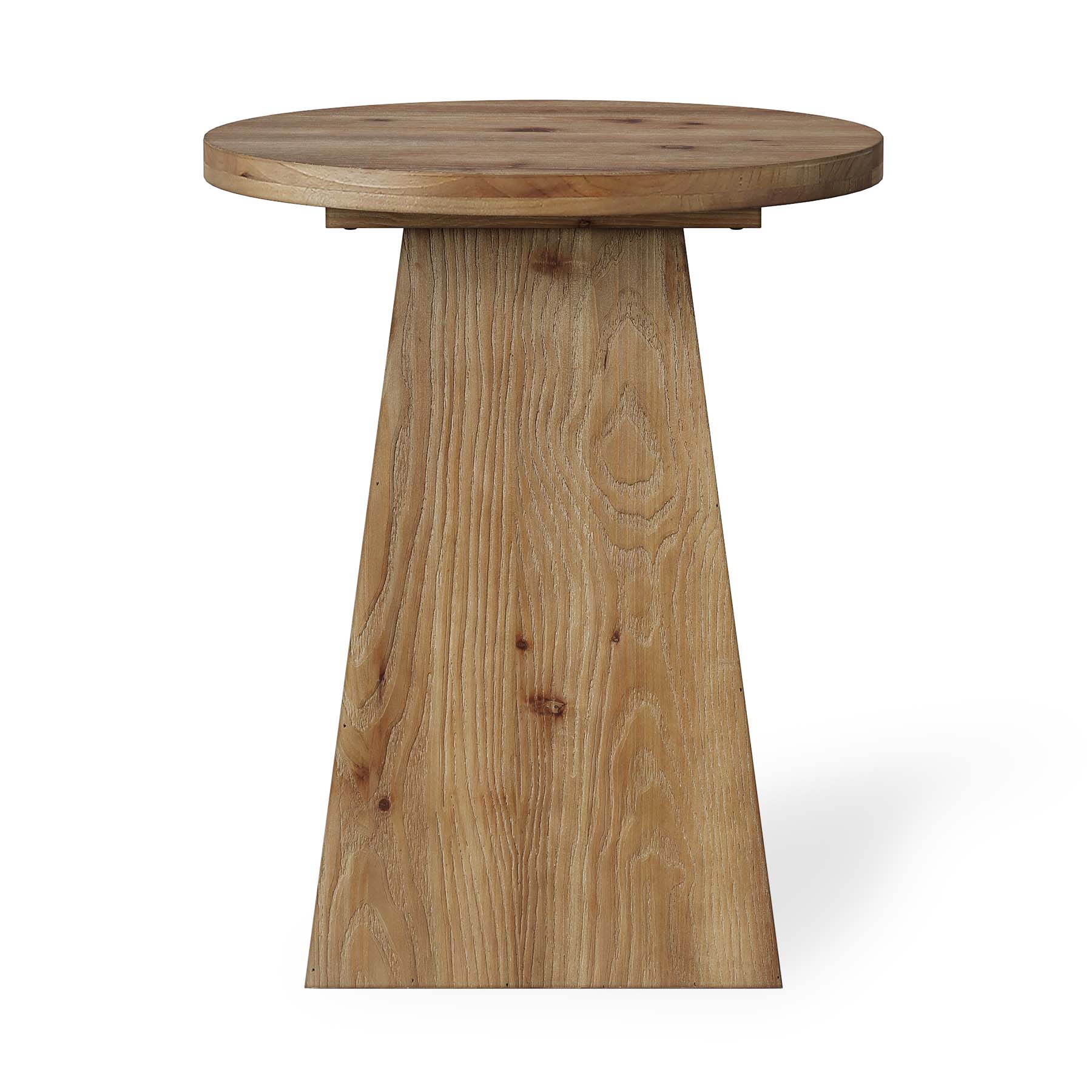 Tribesigns 18.9-Inch Round Solid Wood End Table with Trapezoid Base - Image 10