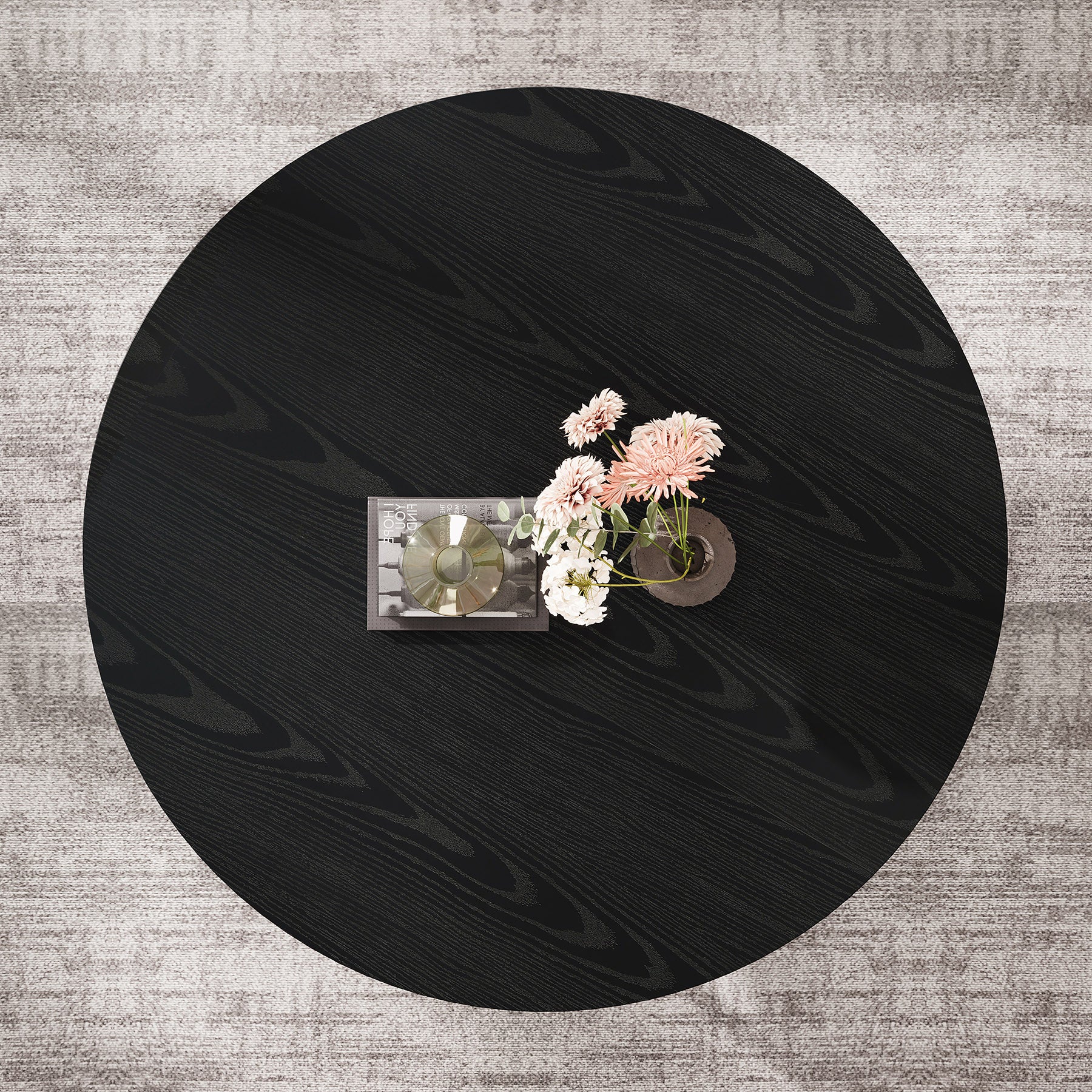 Round Wooden Coffee Table with 2-Tier Shelves - Image 36