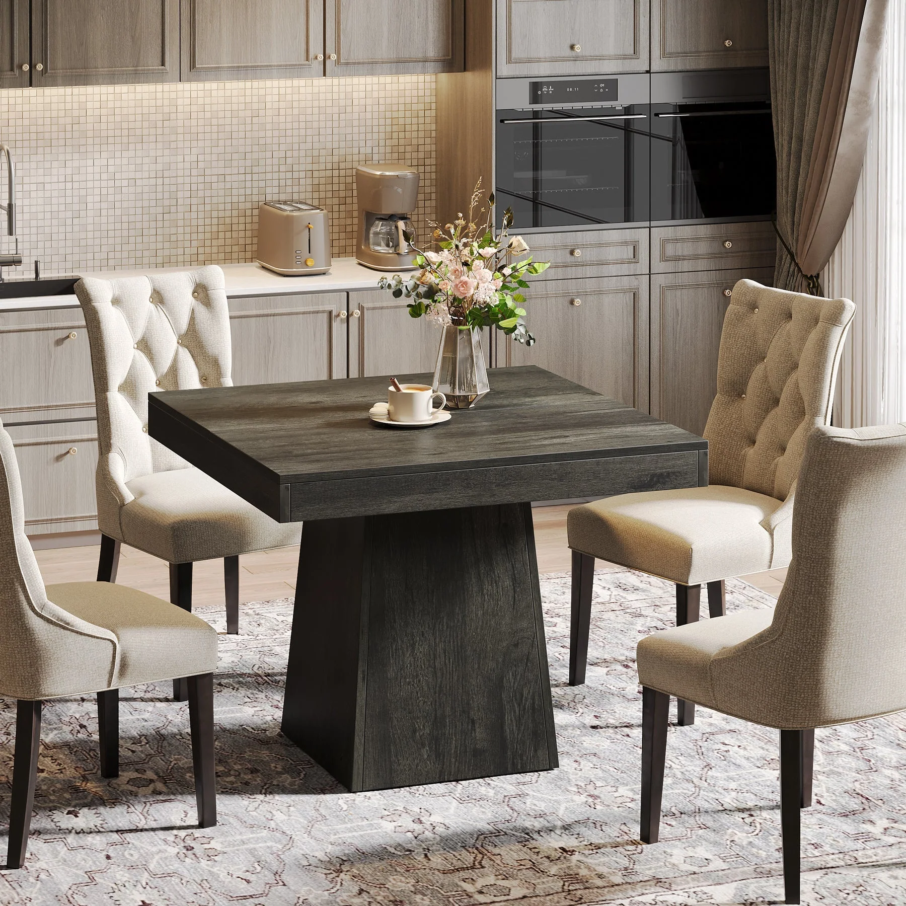 31.5" Dining Table, Square Farmhouse Kitchen Table Dinner Table