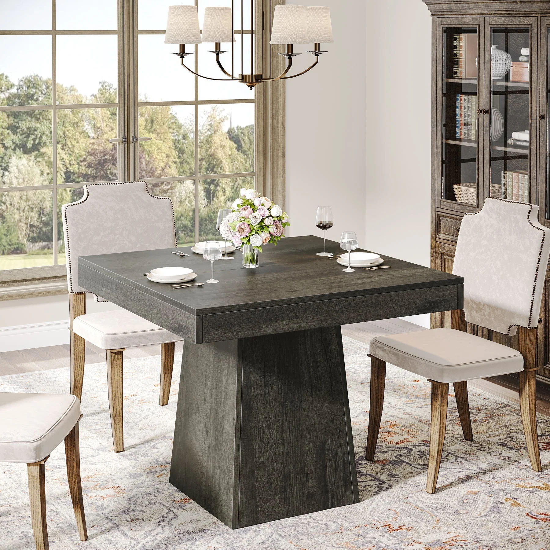 31.5" Dining Table, Square Farmhouse Kitchen Table Dinner Table - Image 3