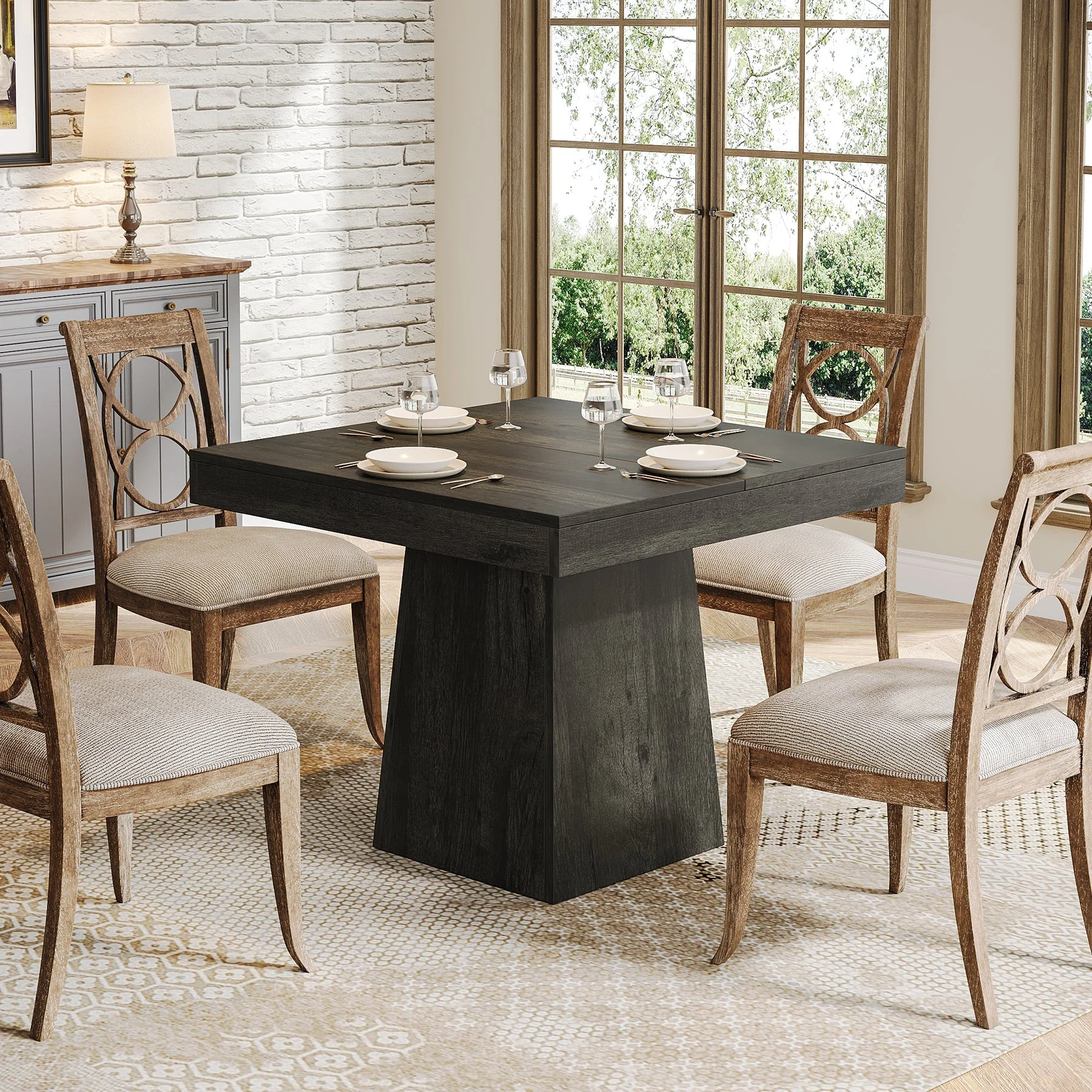 31.5" Dining Table, Square Farmhouse Kitchen Table Dinner Table - Image 6