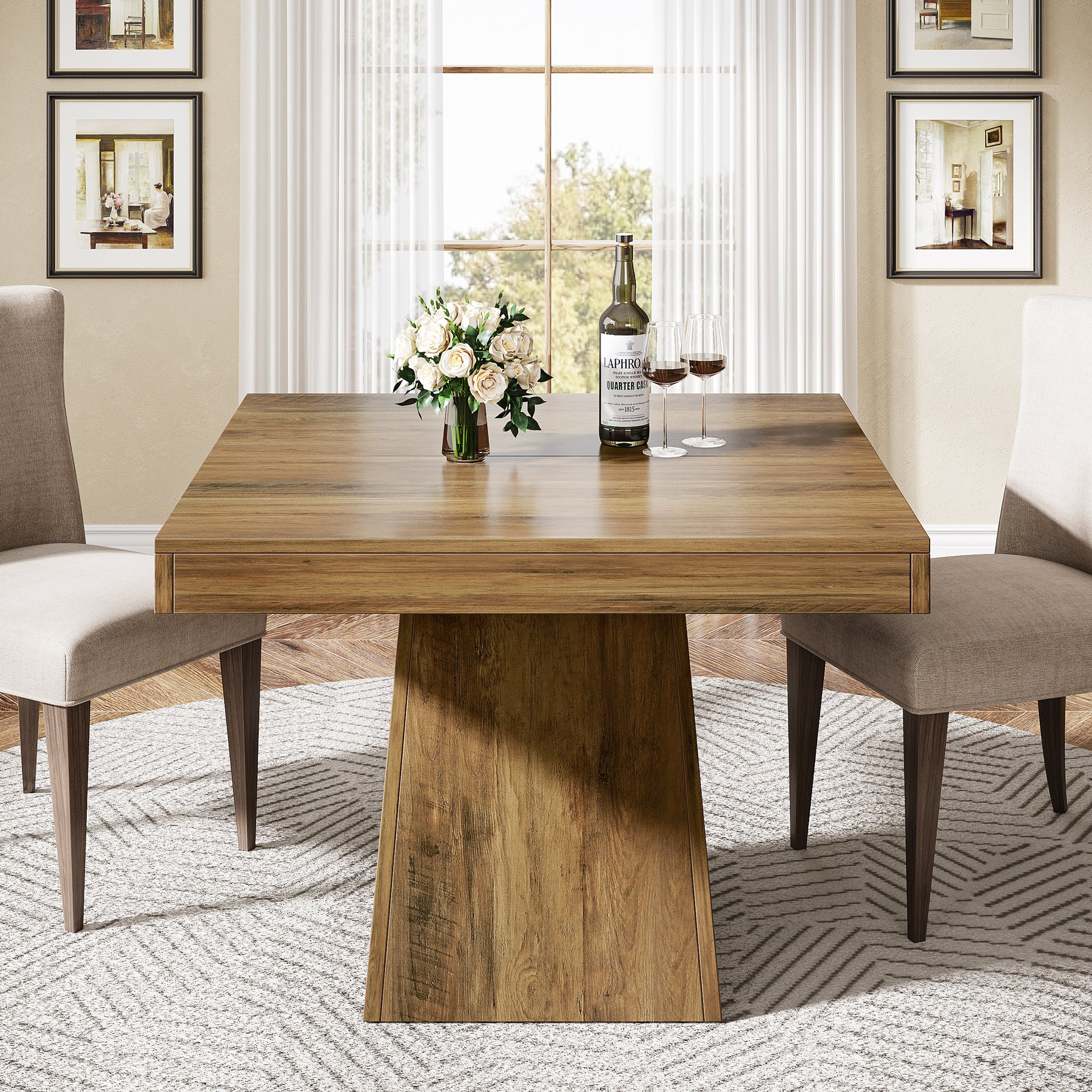 31.5" Dining Table, Square Farmhouse Kitchen Table Dinner Table - Image 7
