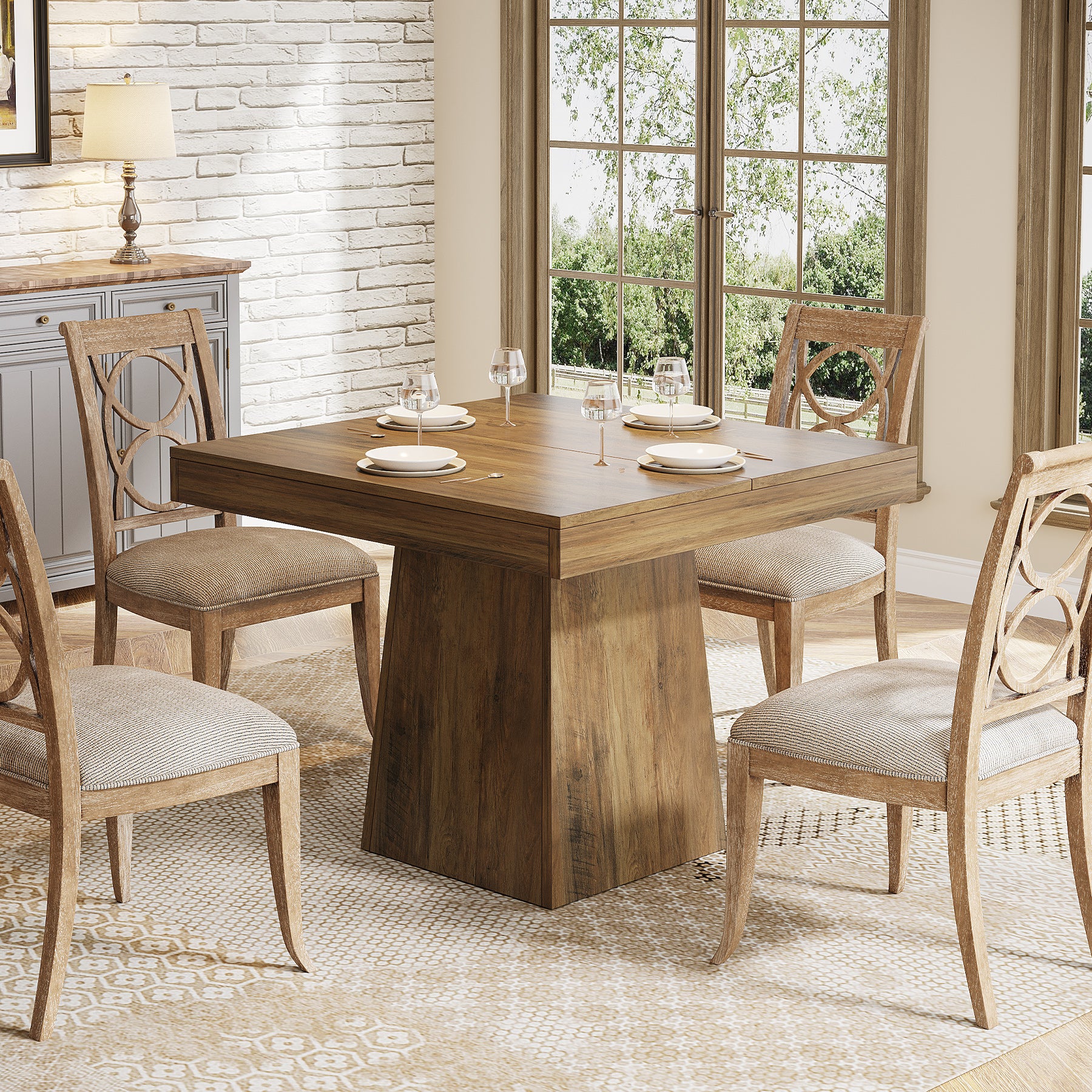 31.5" Dining Table, Square Farmhouse Kitchen Table Dinner Table - Image 9