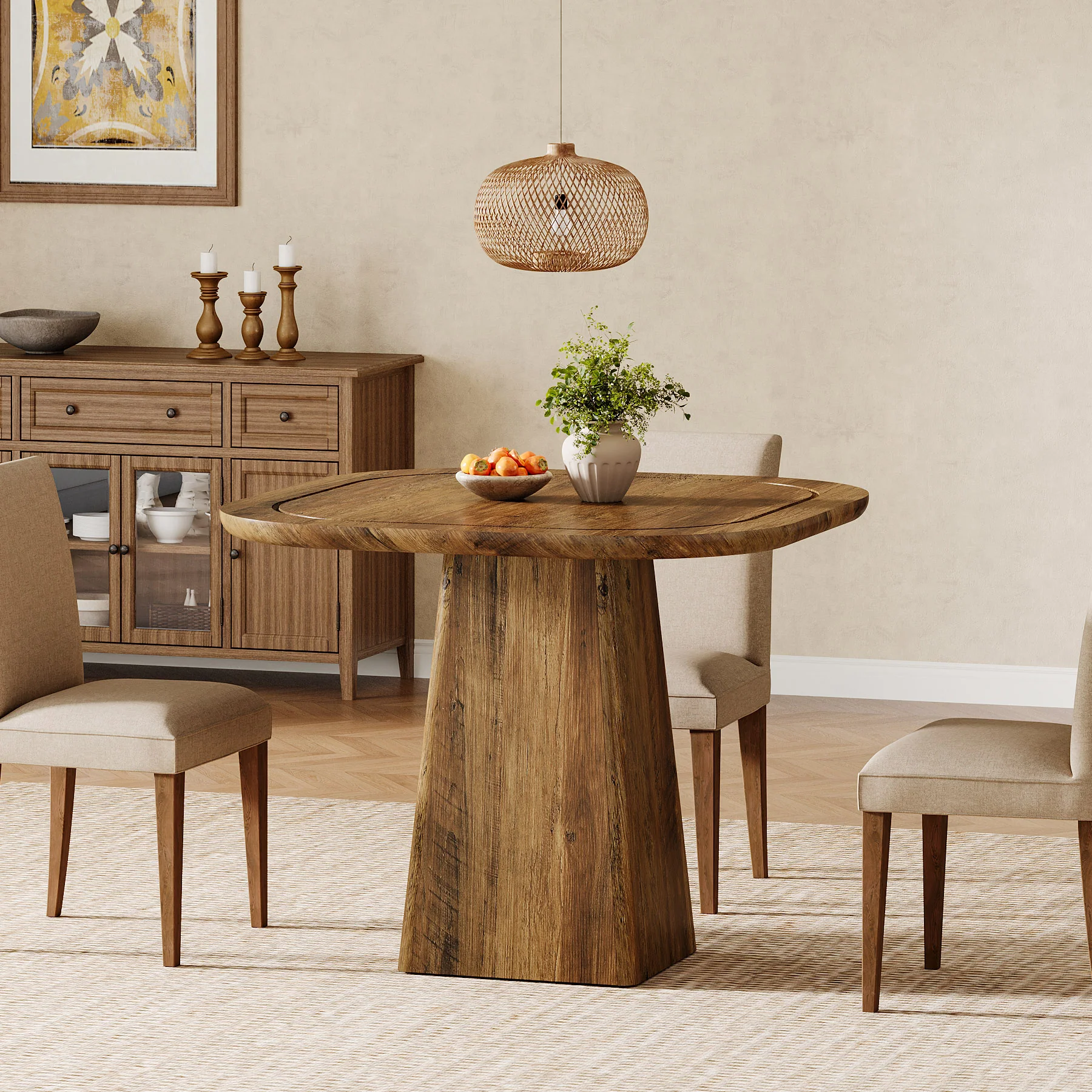 31.5-Inch Farmhouse Square Dining Table for 2–4, Rustic Kitchen Table for Small Spaces - Image 8