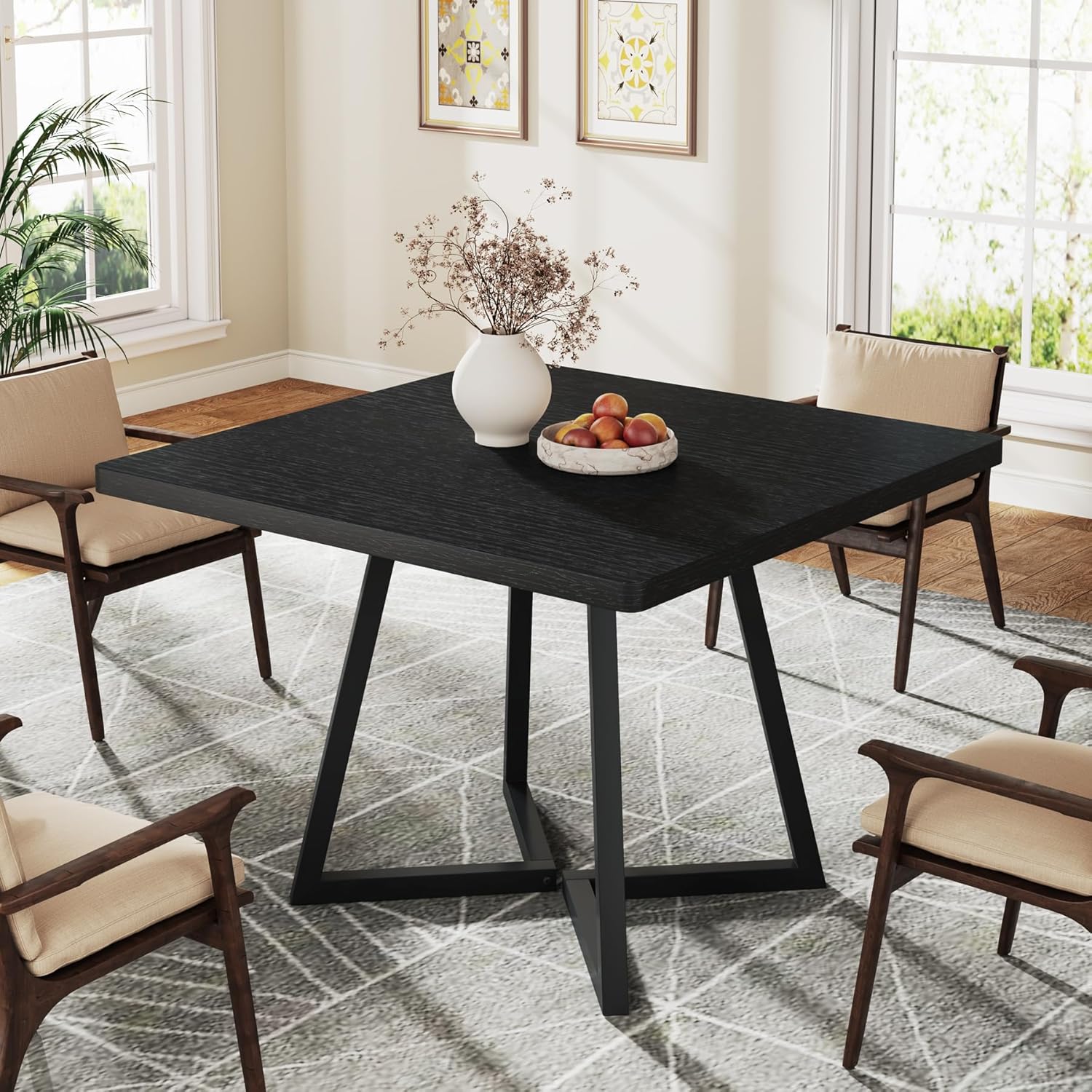 31.5 Inch Square Dining Table for 4, Industrial Kitchen Table with Sturdy Metal Frame for Dining Room - Image 10