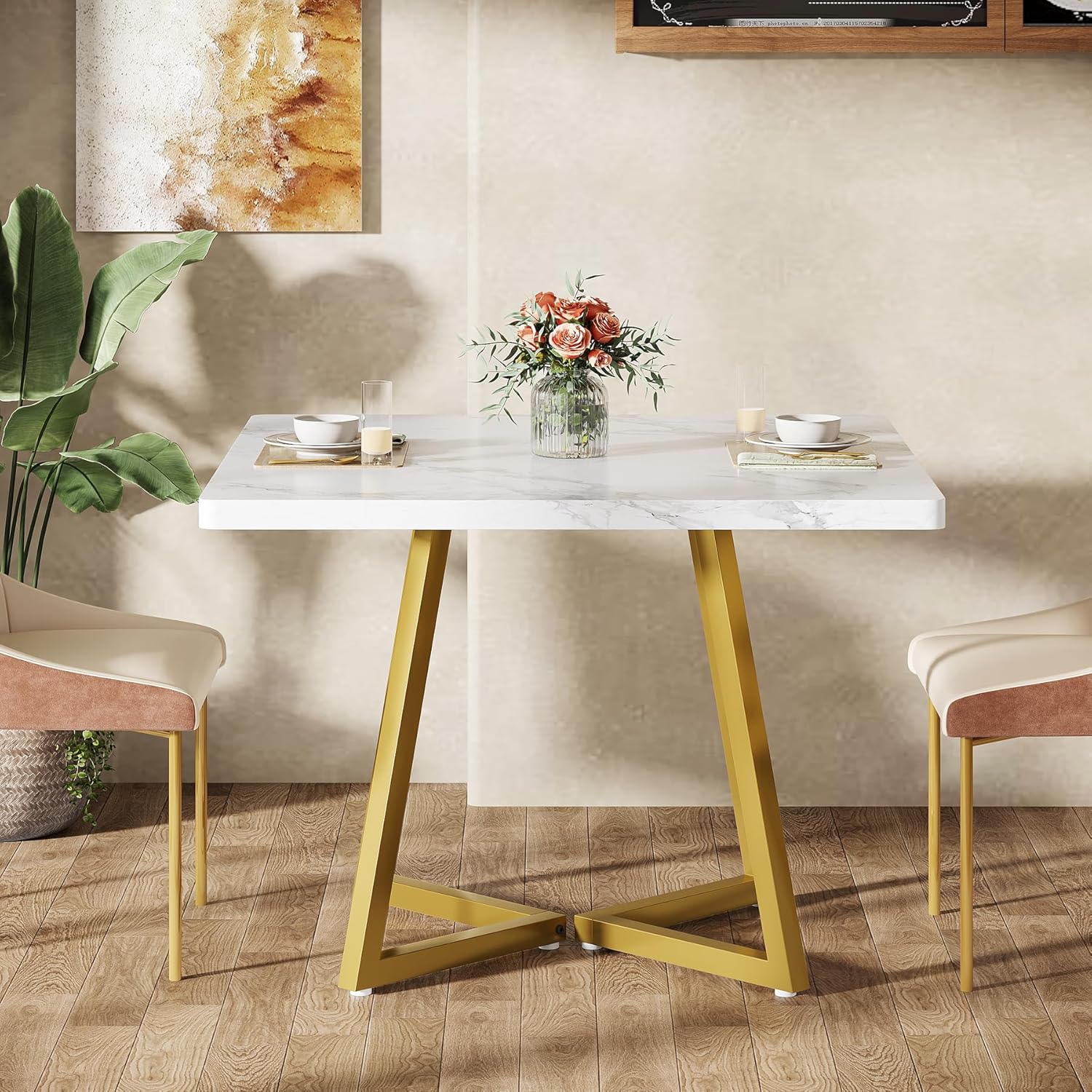 31.5 Inch Square Dining Table for 4, Industrial Kitchen Table with Sturdy Metal Frame for Dining Room - Image 13