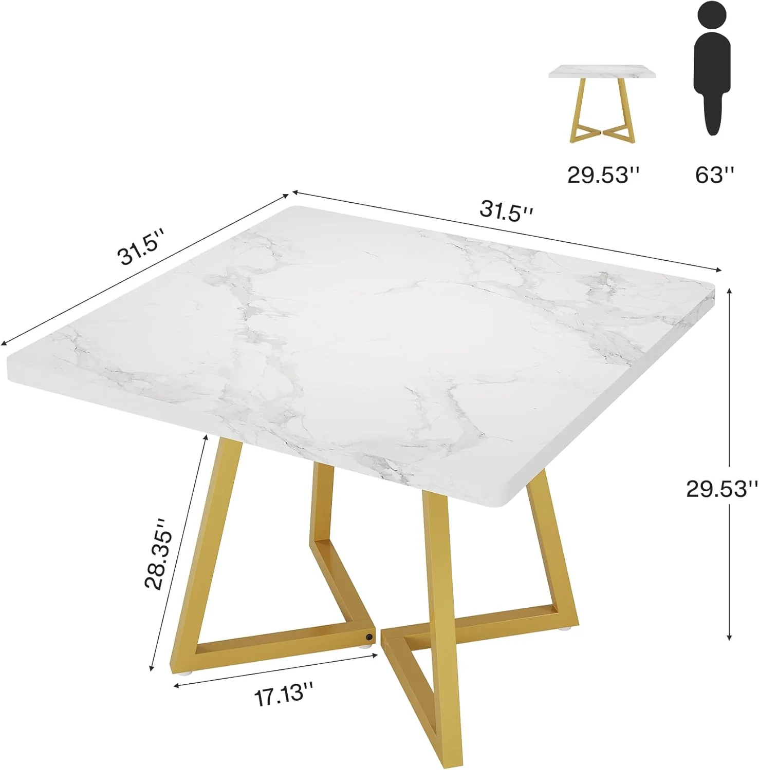 31.5 Inch Square Dining Table for 4, Industrial Kitchen Table with Sturdy Metal Frame for Dining Room - Image 14