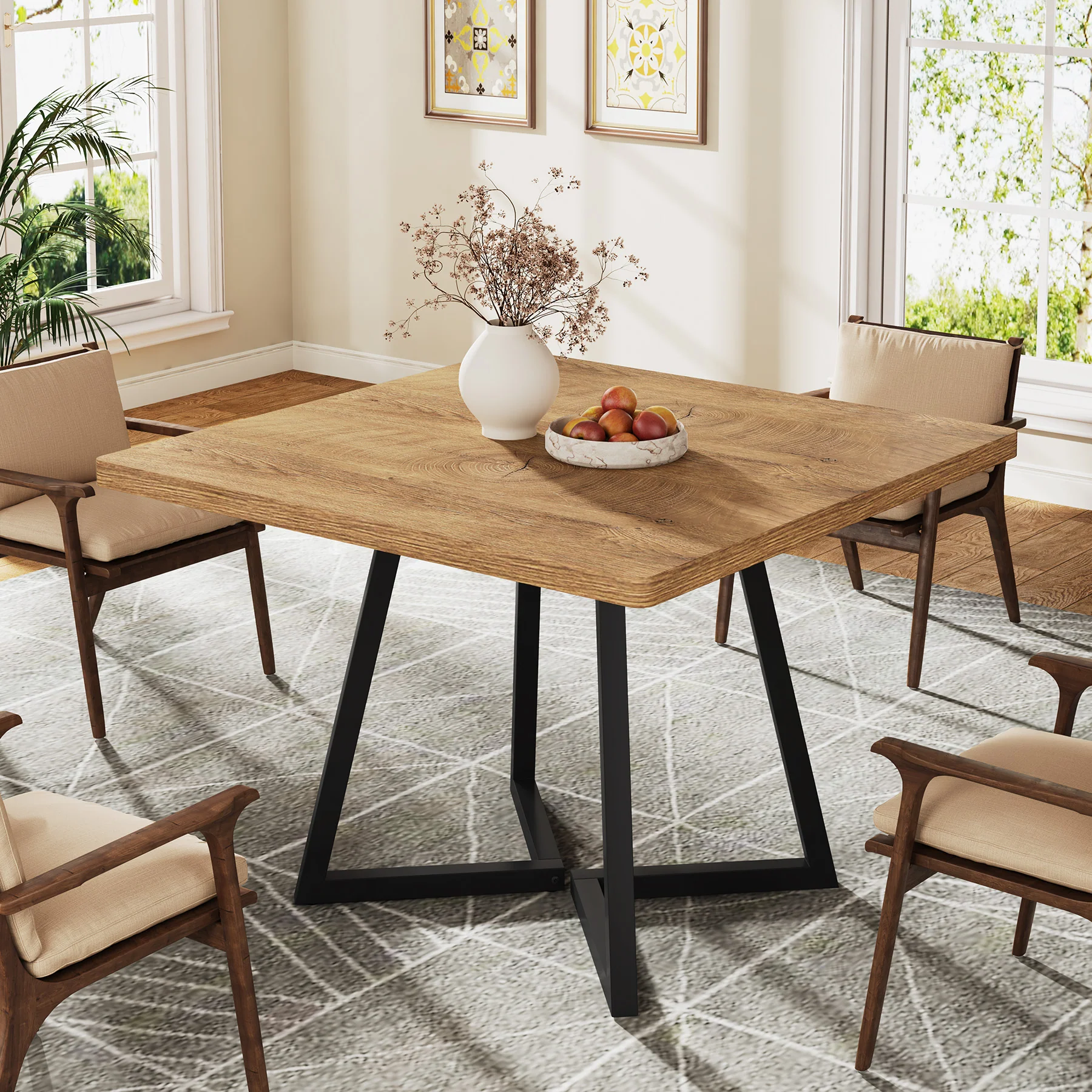 31.5 Inch Square Dining Table for 4, Industrial Kitchen Table with Sturdy Metal Frame for Dining Room - Image 18