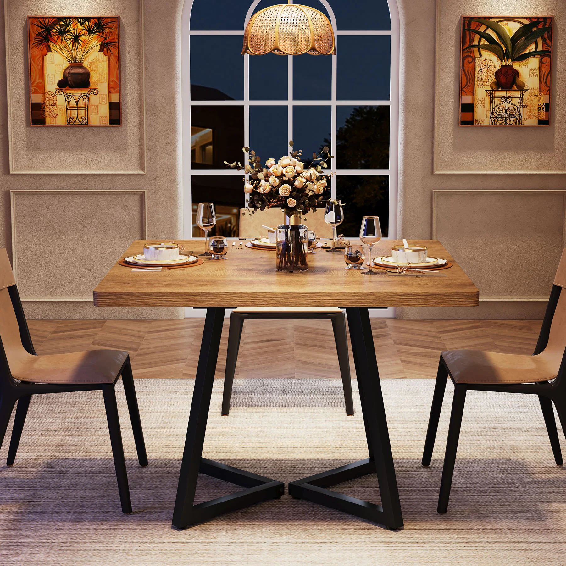 31.5 Inch Square Dining Table for 4, Industrial Kitchen Table with Sturdy Metal Frame for Dining Room - Image 21