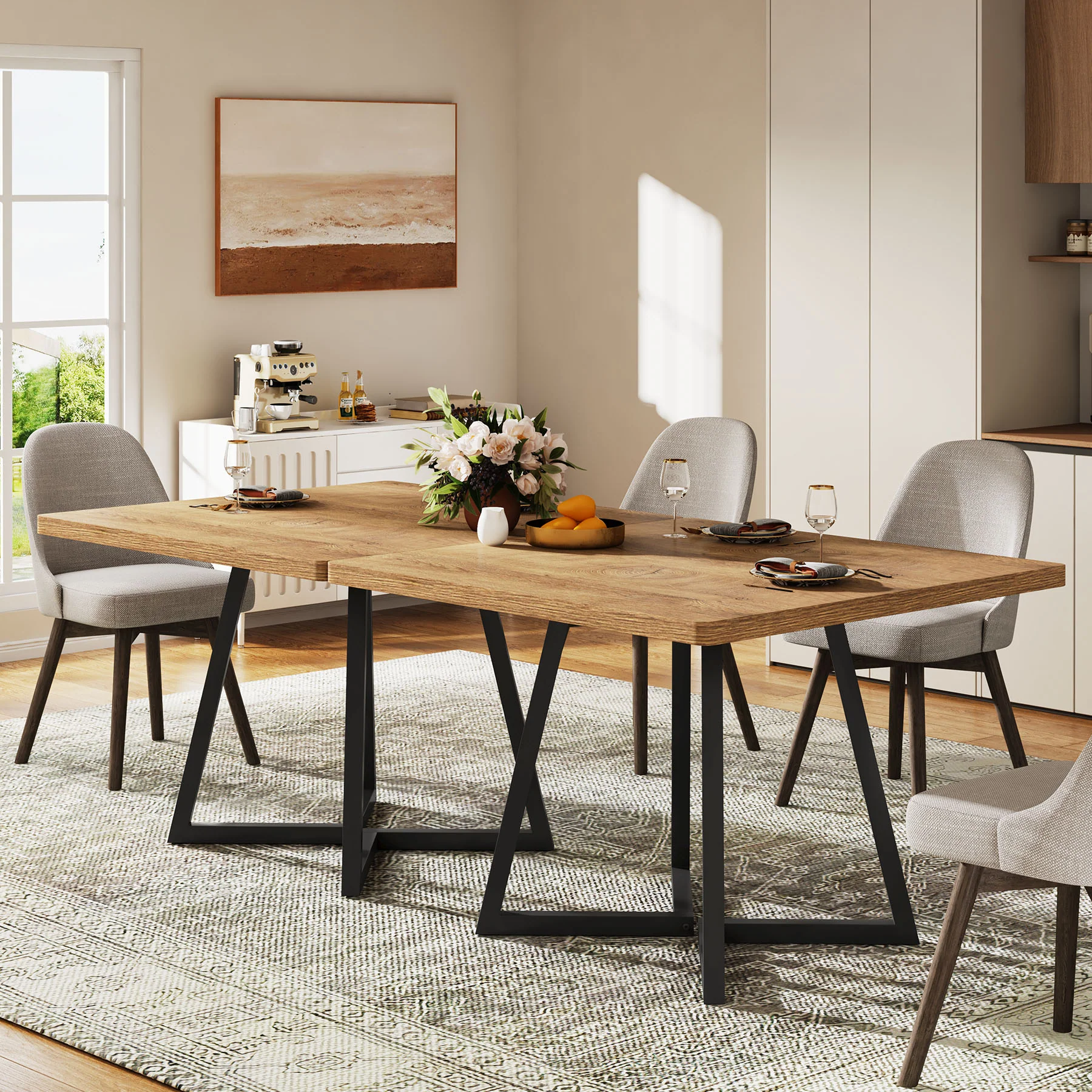 31.5 Inch Square Dining Table for 4, Industrial Kitchen Table with Sturdy Metal Frame for Dining Room - Image 22