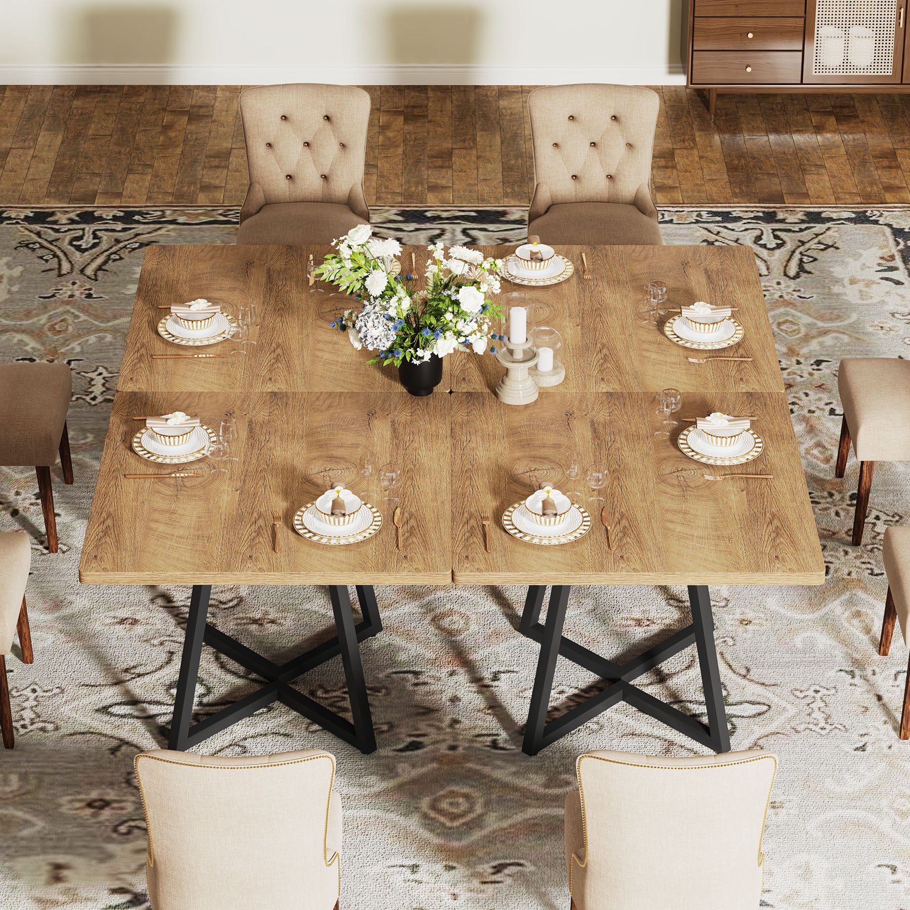 31.5 Inch Square Dining Table for 4, Industrial Kitchen Table with Sturdy Metal Frame for Dining Room - Image 25