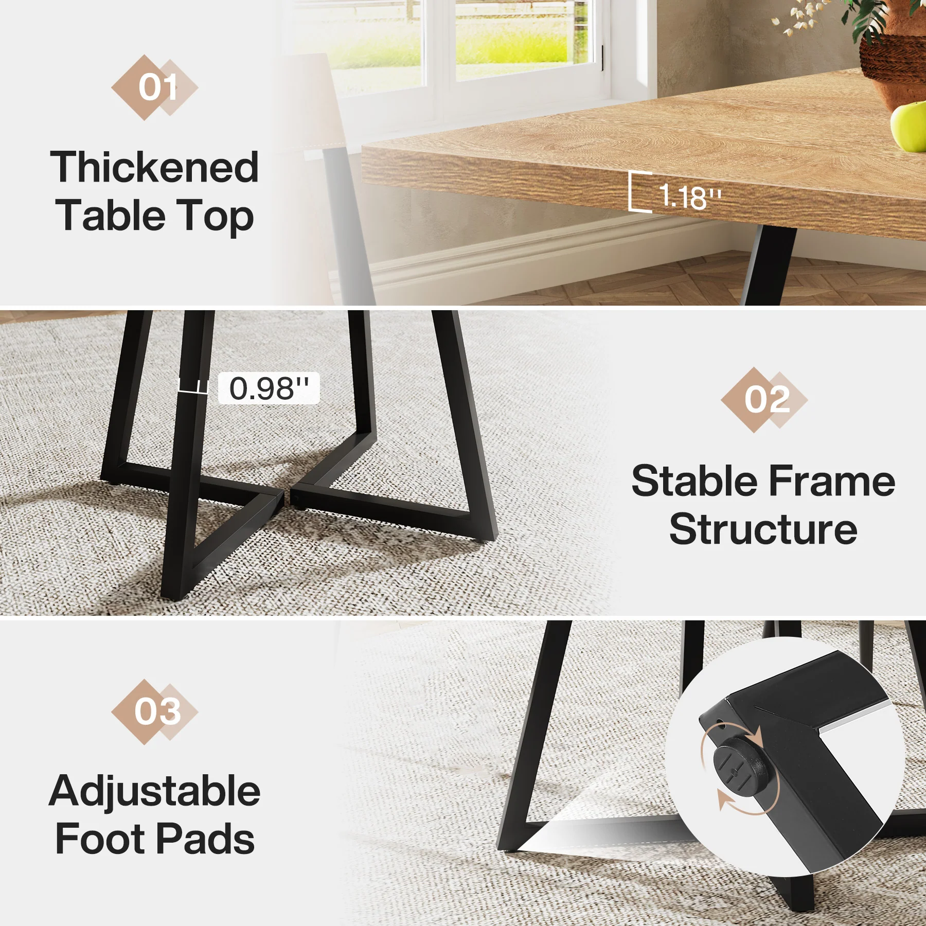 31.5 Inch Square Dining Table for 4, Industrial Kitchen Table with Sturdy Metal Frame for Dining Room - Image 27
