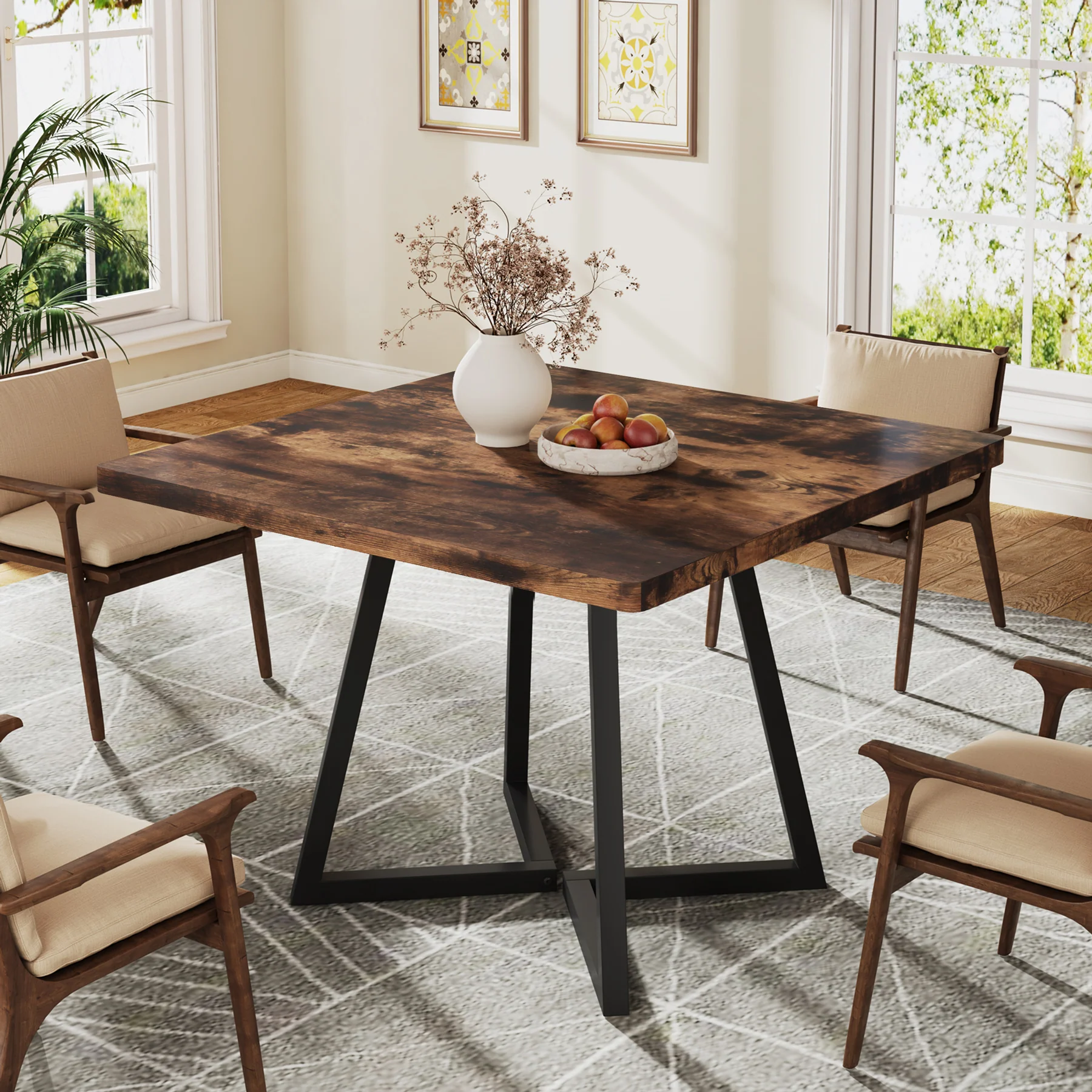 31.5 Inch Square Dining Table for 4, Industrial Kitchen Table with Sturdy Metal Frame for Dining Room - Image 29