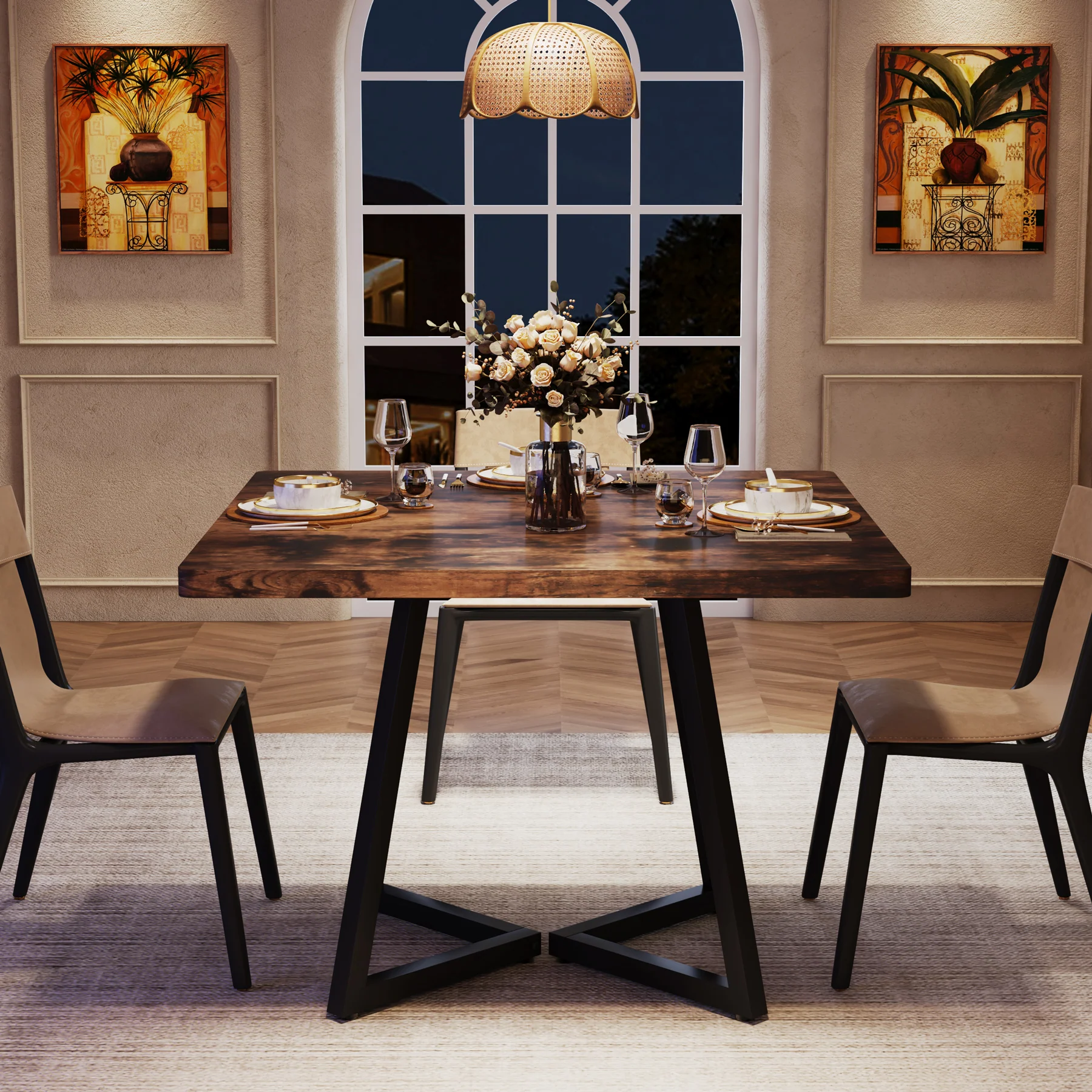31.5 Inch Square Dining Table for 4, Industrial Kitchen Table with Sturdy Metal Frame for Dining Room - Image 32