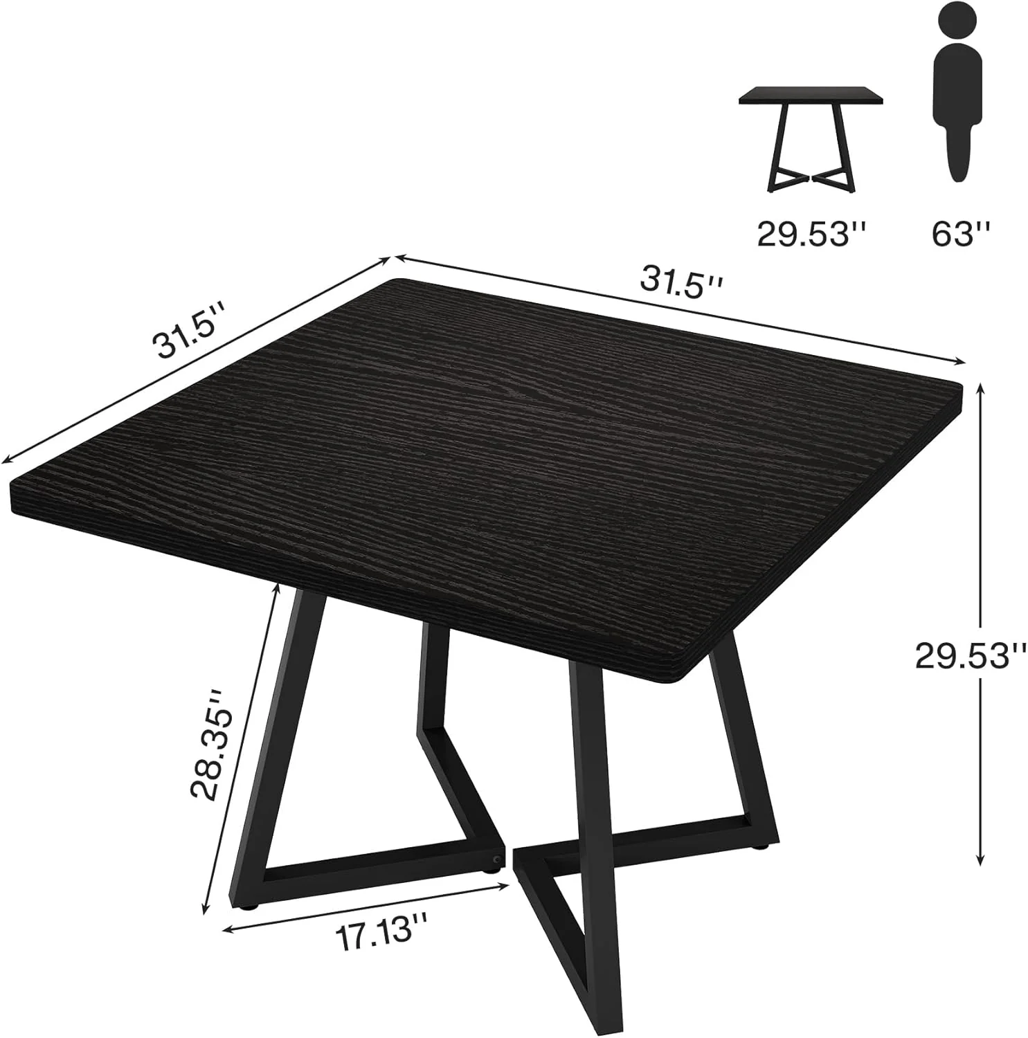 31.5 Inch Square Dining Table for 4, Industrial Kitchen Table with Sturdy Metal Frame for Dining Room - Image 8