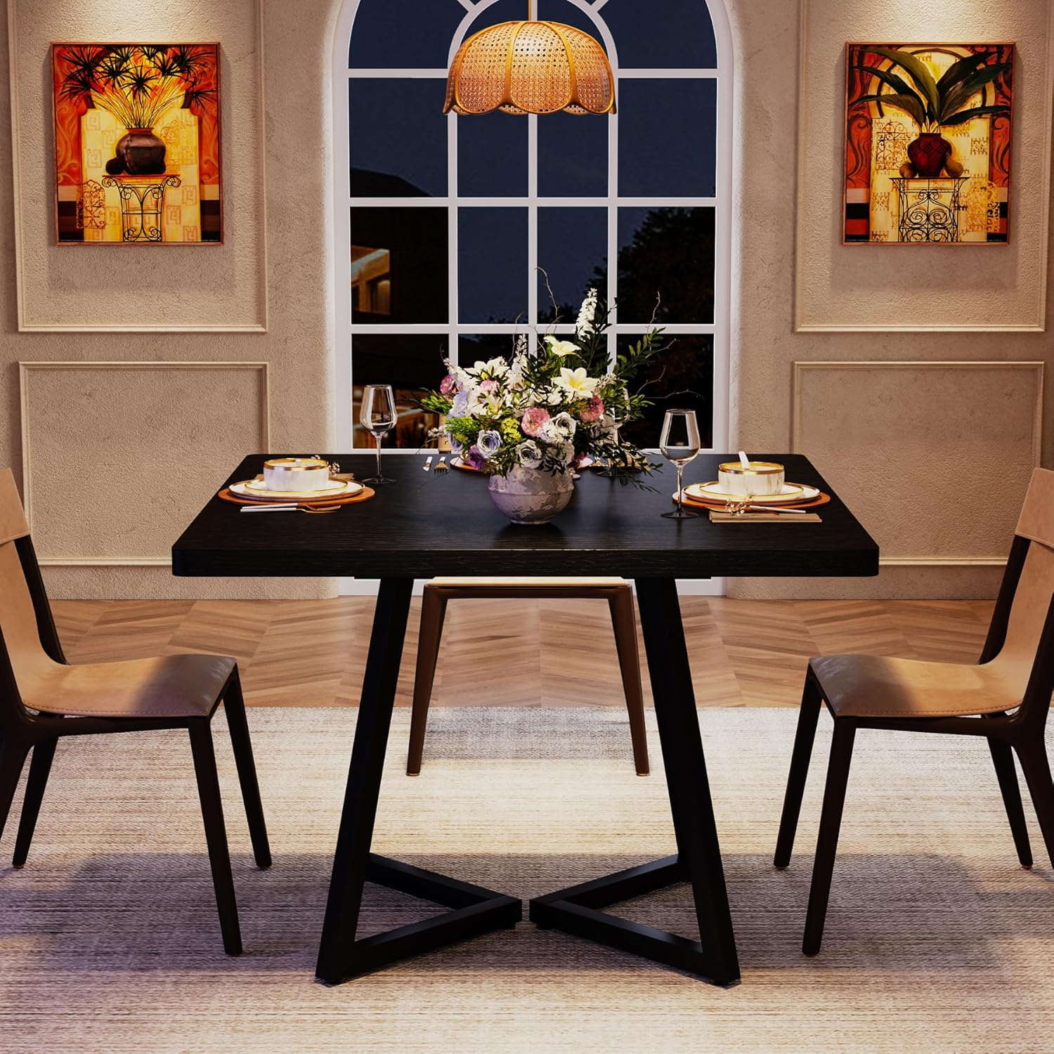 31.5 Inch Square Dining Table for 4, Industrial Kitchen Table with Sturdy Metal Frame for Dining Room - Image 9