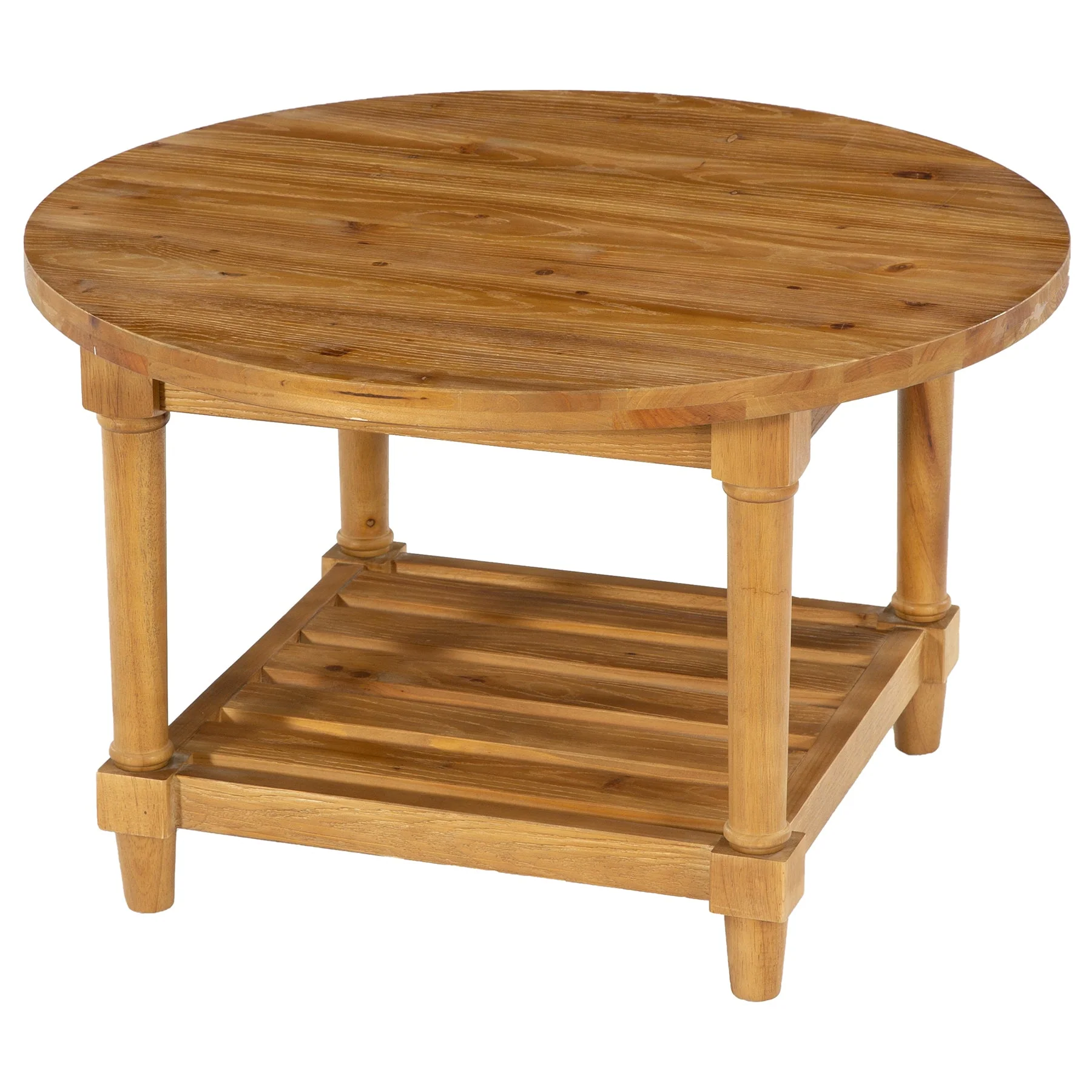 31.5" Round Solid Wood, 2-Tier Coffee Table with Storage - Image 9