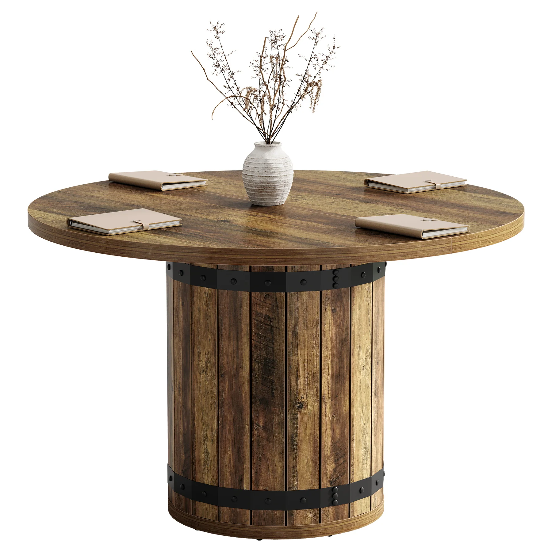 Tribesigns 39.37-Inch Round Conference Table, Fence Base Meeting Table - Image 12