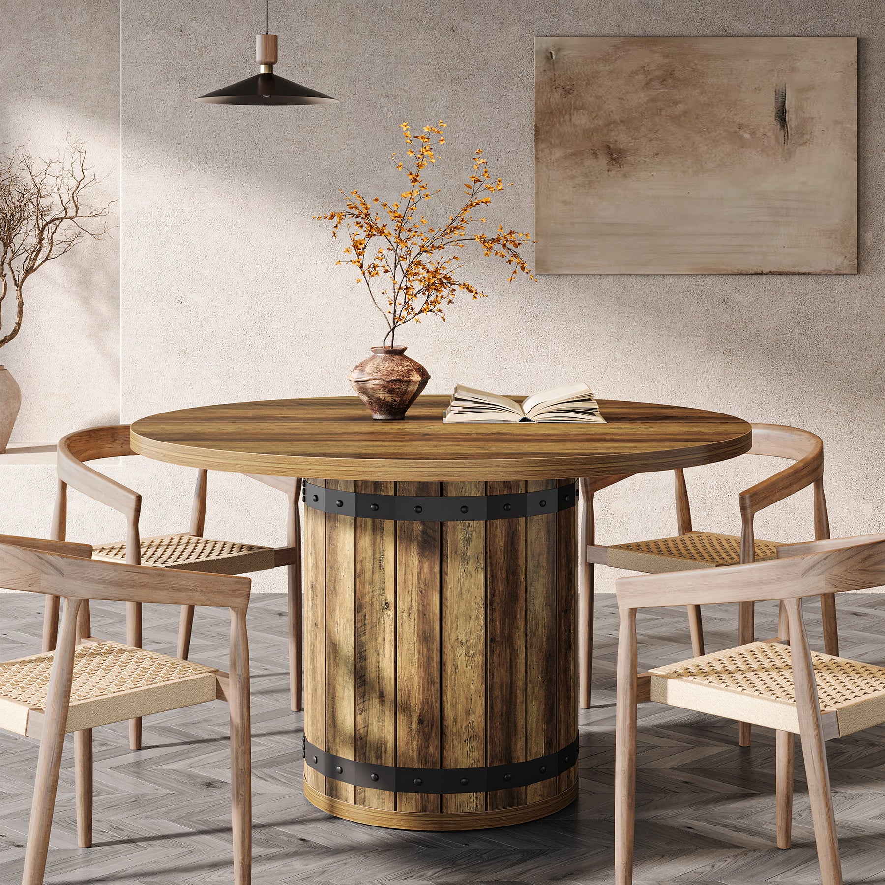 Tribesigns 39.37-Inch Round Conference Table, Fence Base Meeting Table - Image 8