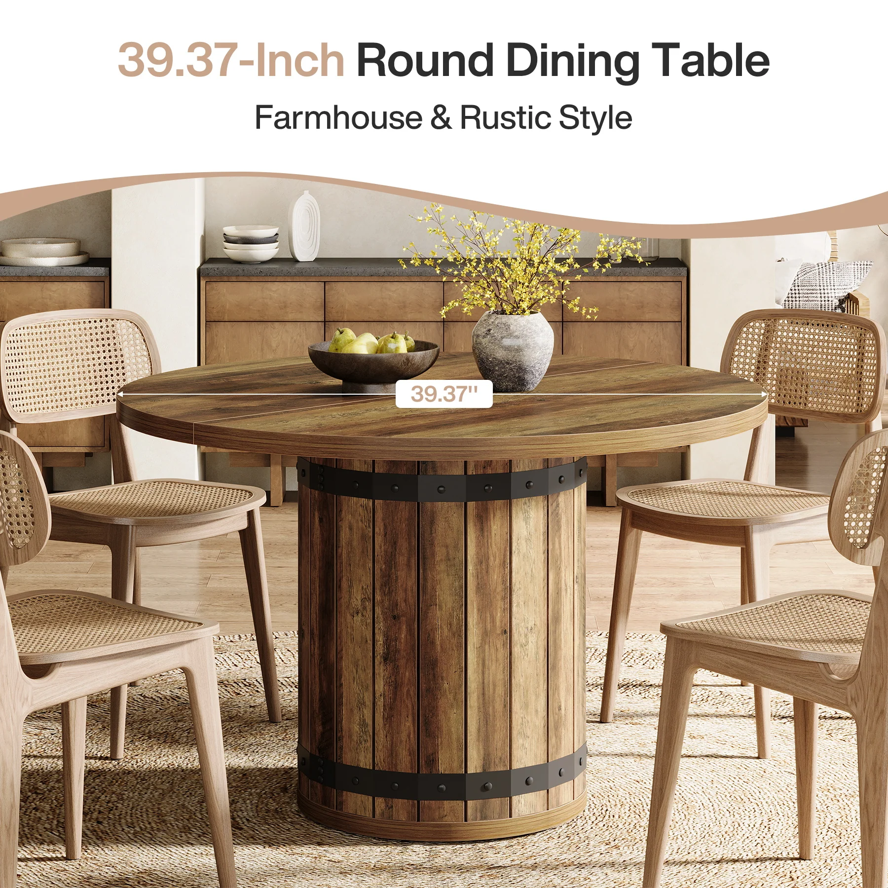 Tribesigns 39.37-Inch Round Dining Table, 4-Person Kitchen Table - Image 3