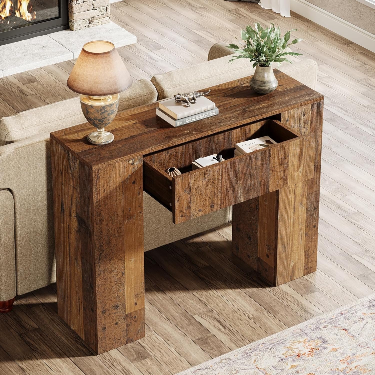 Tribesigns 39'' Farmhouse Console Table, Narrow Sofa Table with Drawer - Image 5