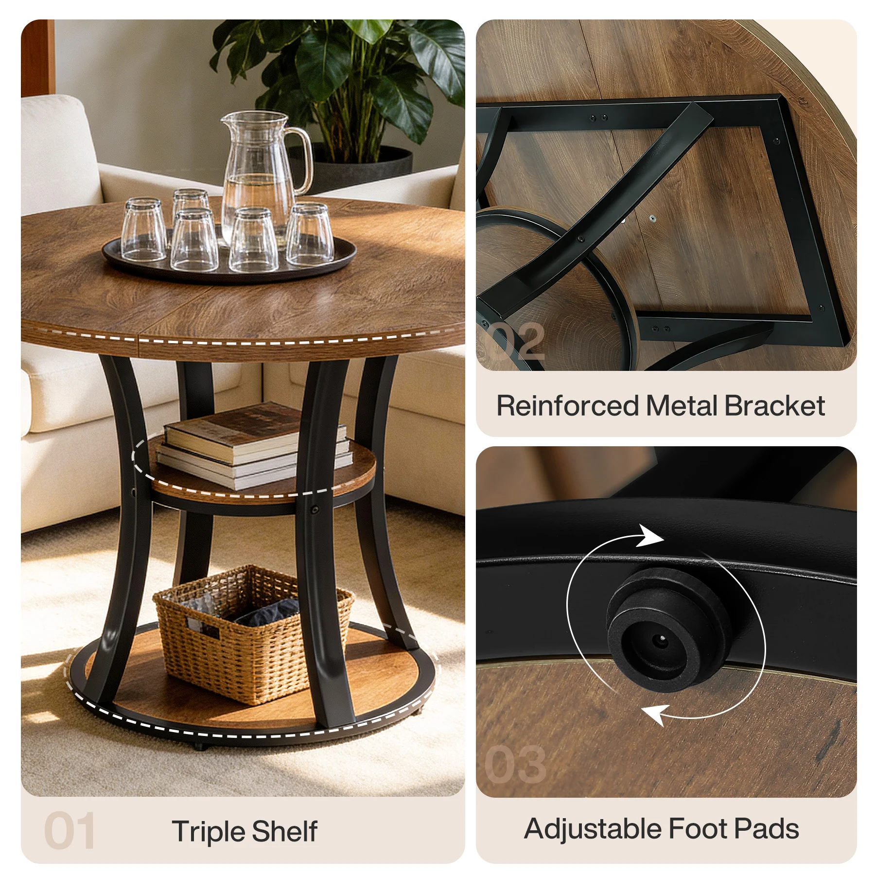 Tribesigns 39-Inch Round Conference Table, Compact Meeting Table with Storage Shelf - Image 8