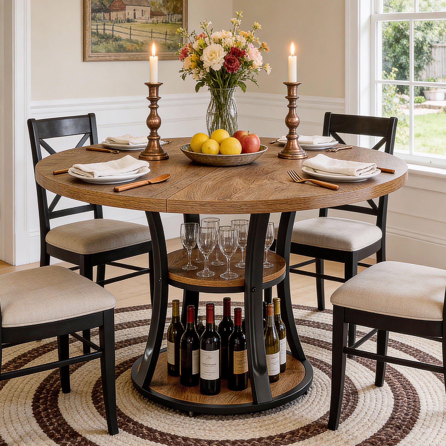 Tribesigns 39-Inch Round Dining Table for 2-4, 2-Tier Pedestal Table with Storage - Image 11