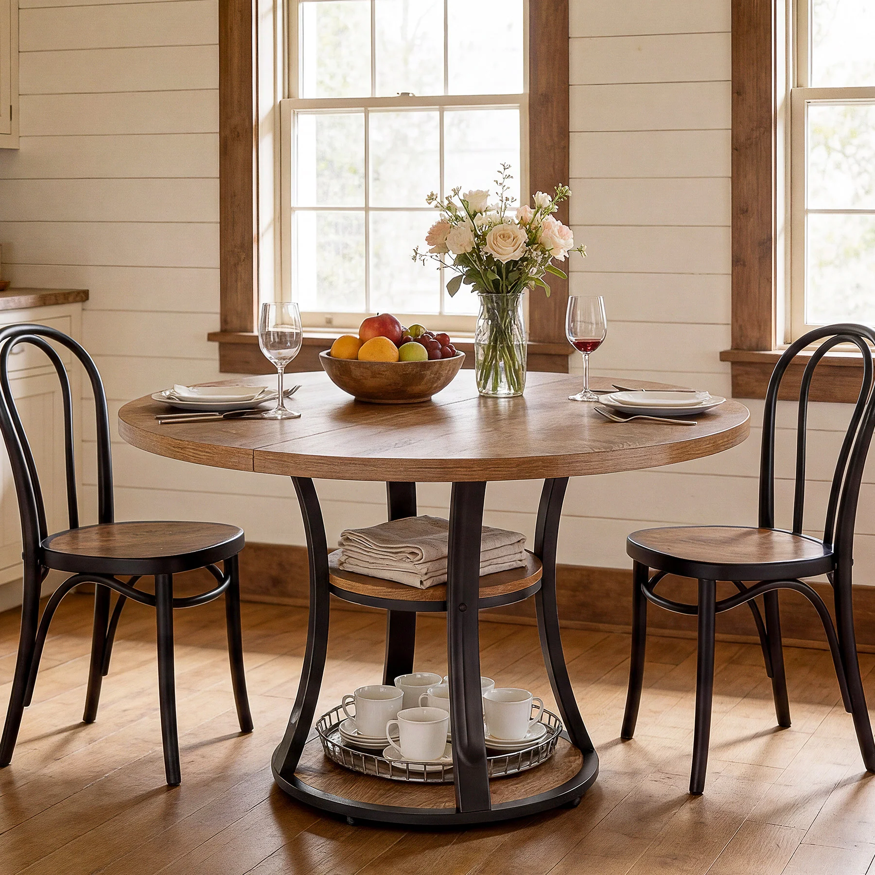 Tribesigns 39-Inch Round Dining Table for 2-4, 2-Tier Pedestal Table with Storage - Image 13