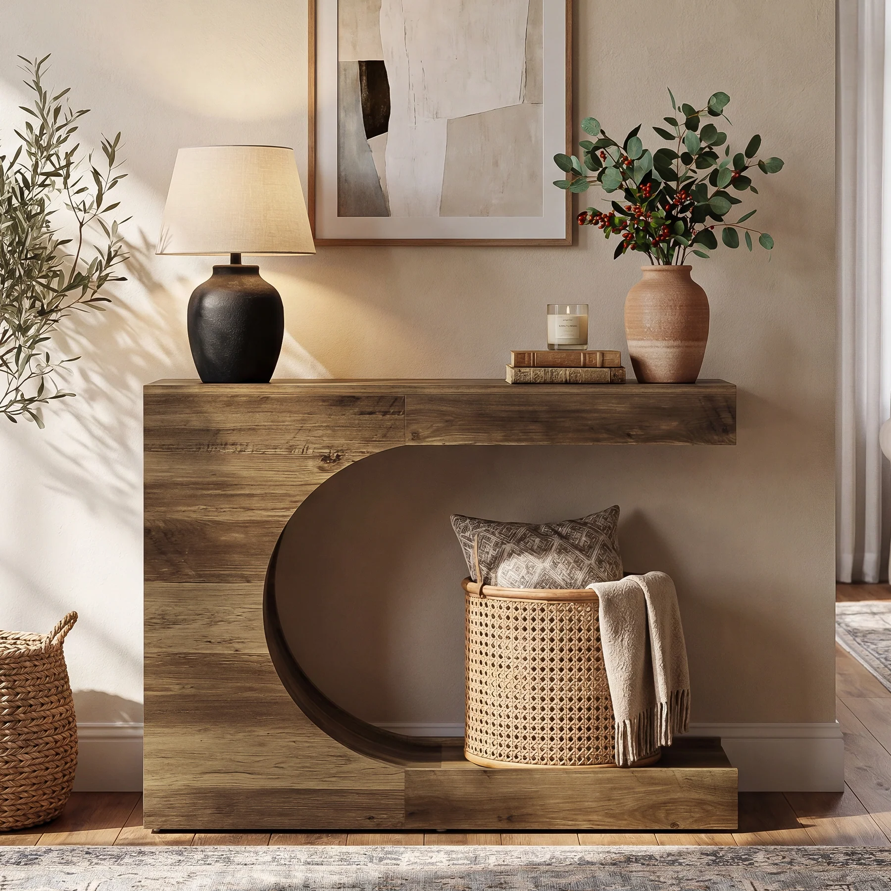 Tribesigns 40-Inch Farmhouse Console Table with C-Shaped Design, Small Entryway Table for Foyer and Living Room - Image 10