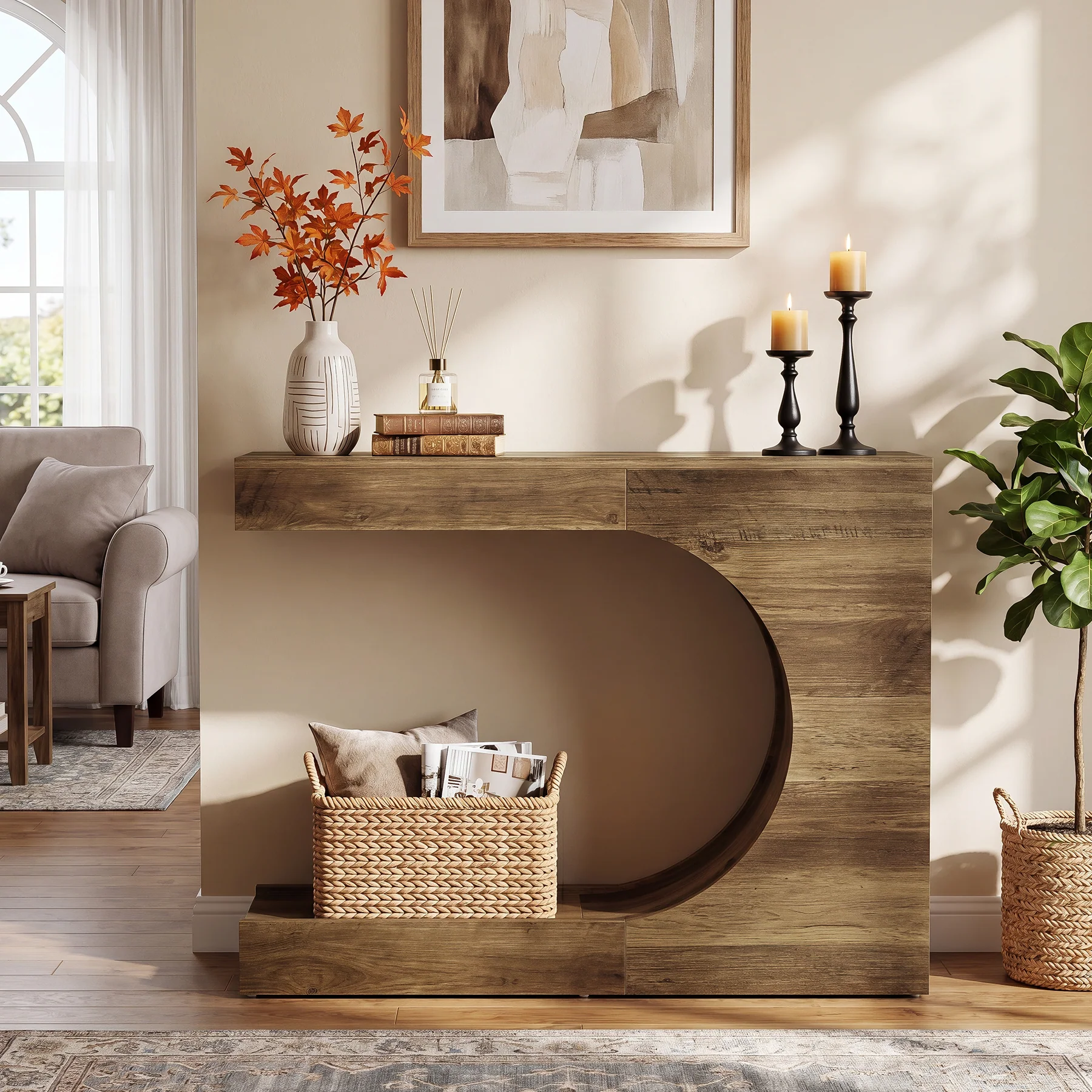 Tribesigns 40-Inch Farmhouse Console Table with C-Shaped Design, Small Entryway Table for Foyer and Living Room - Image 3