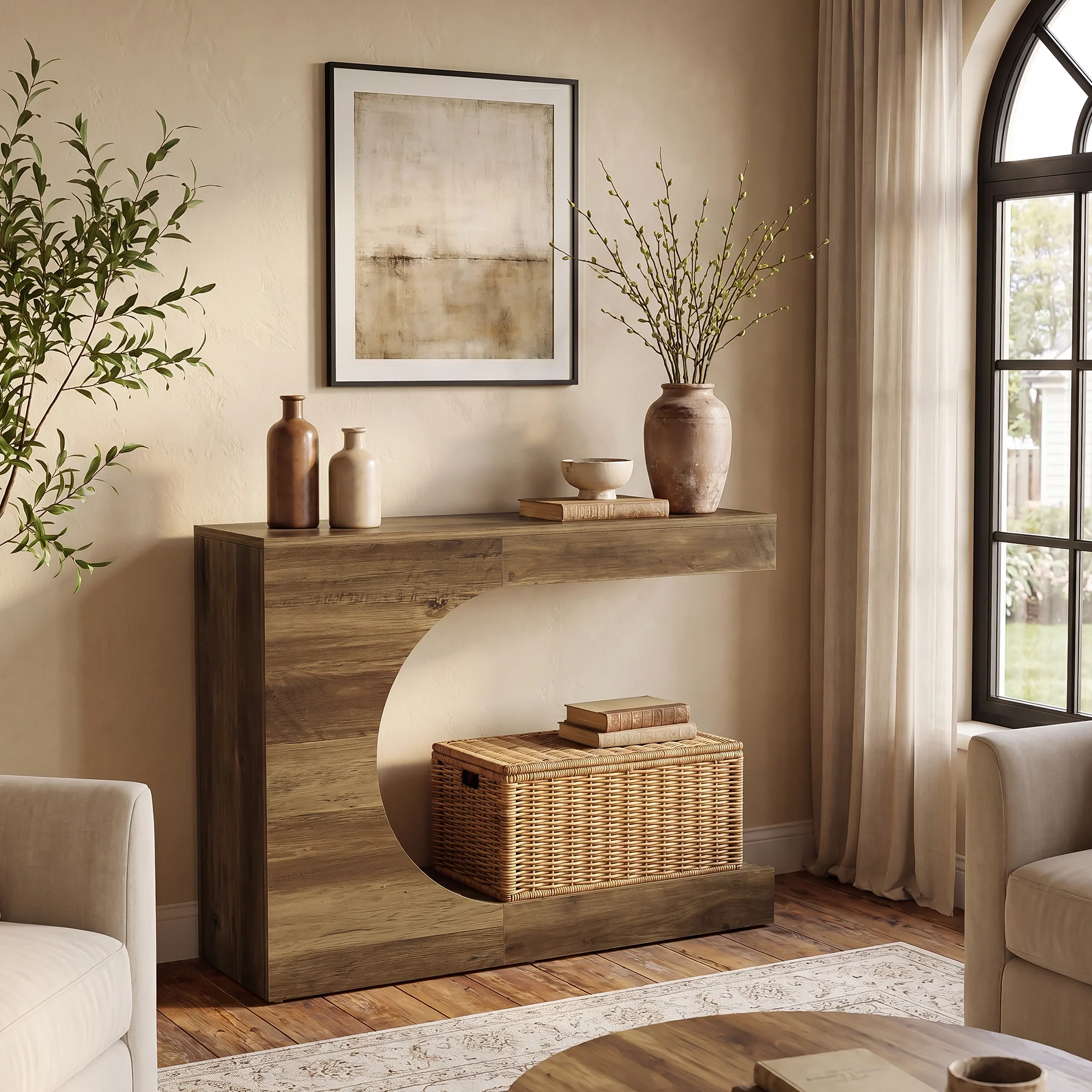 Tribesigns 40-Inch Farmhouse Console Table with C-Shaped Design, Small Entryway Table for Foyer and Living Room - Image 5