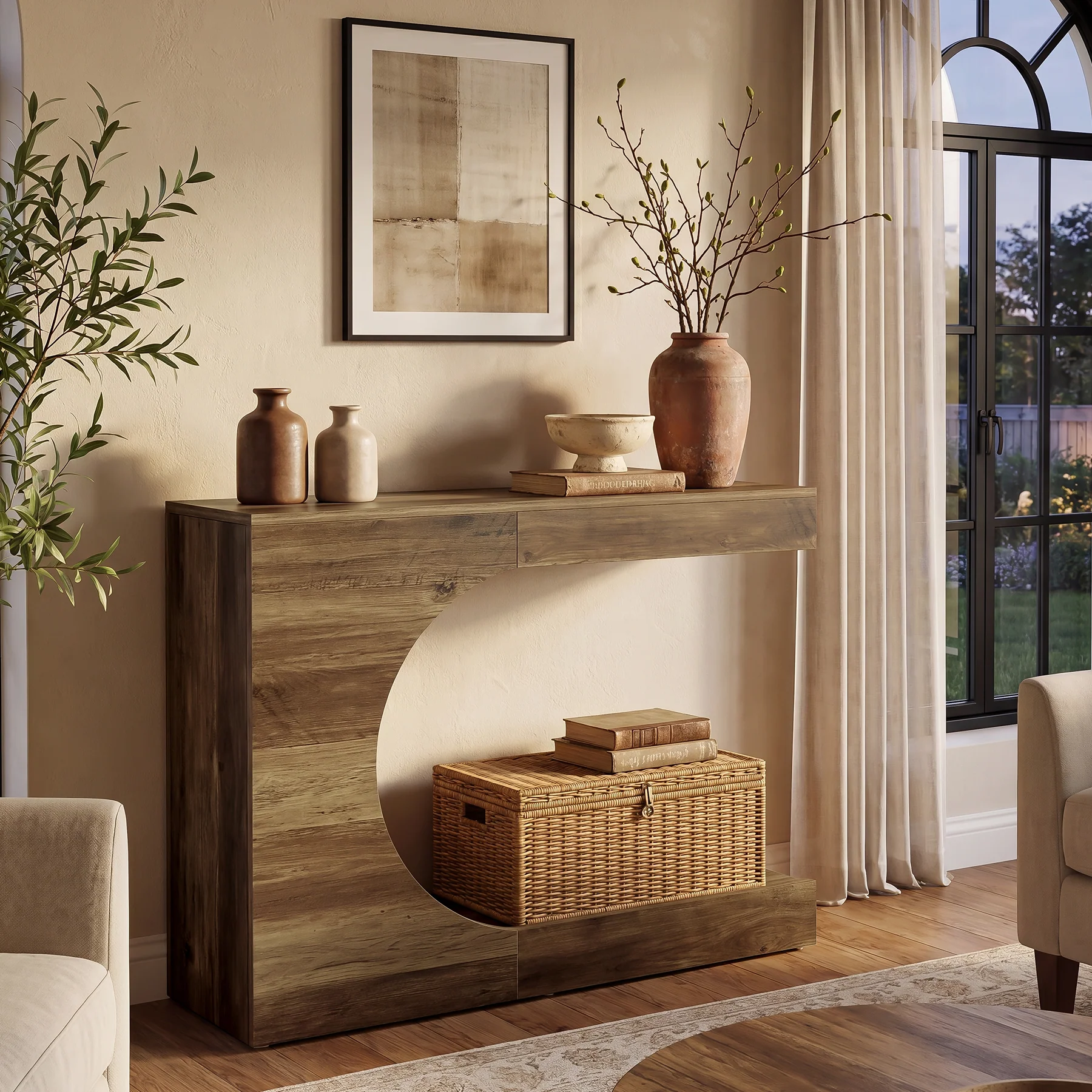 Tribesigns 40-Inch Farmhouse Console Table with C-Shaped Design, Small Entryway Table for Foyer and Living Room - Image 6