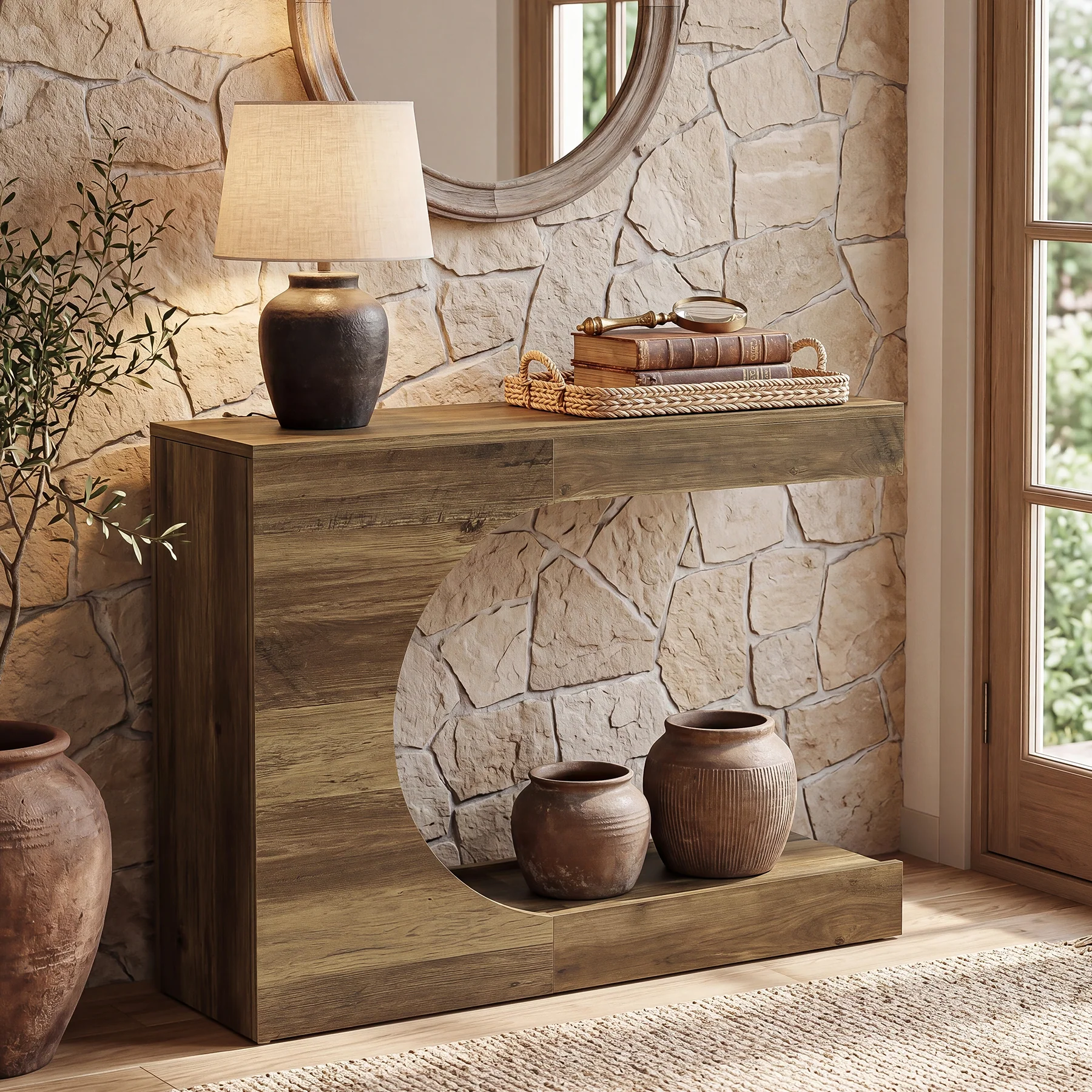 Tribesigns 40-Inch Farmhouse Console Table with C-Shaped Design, Small Entryway Table for Foyer and Living Room - Image 7